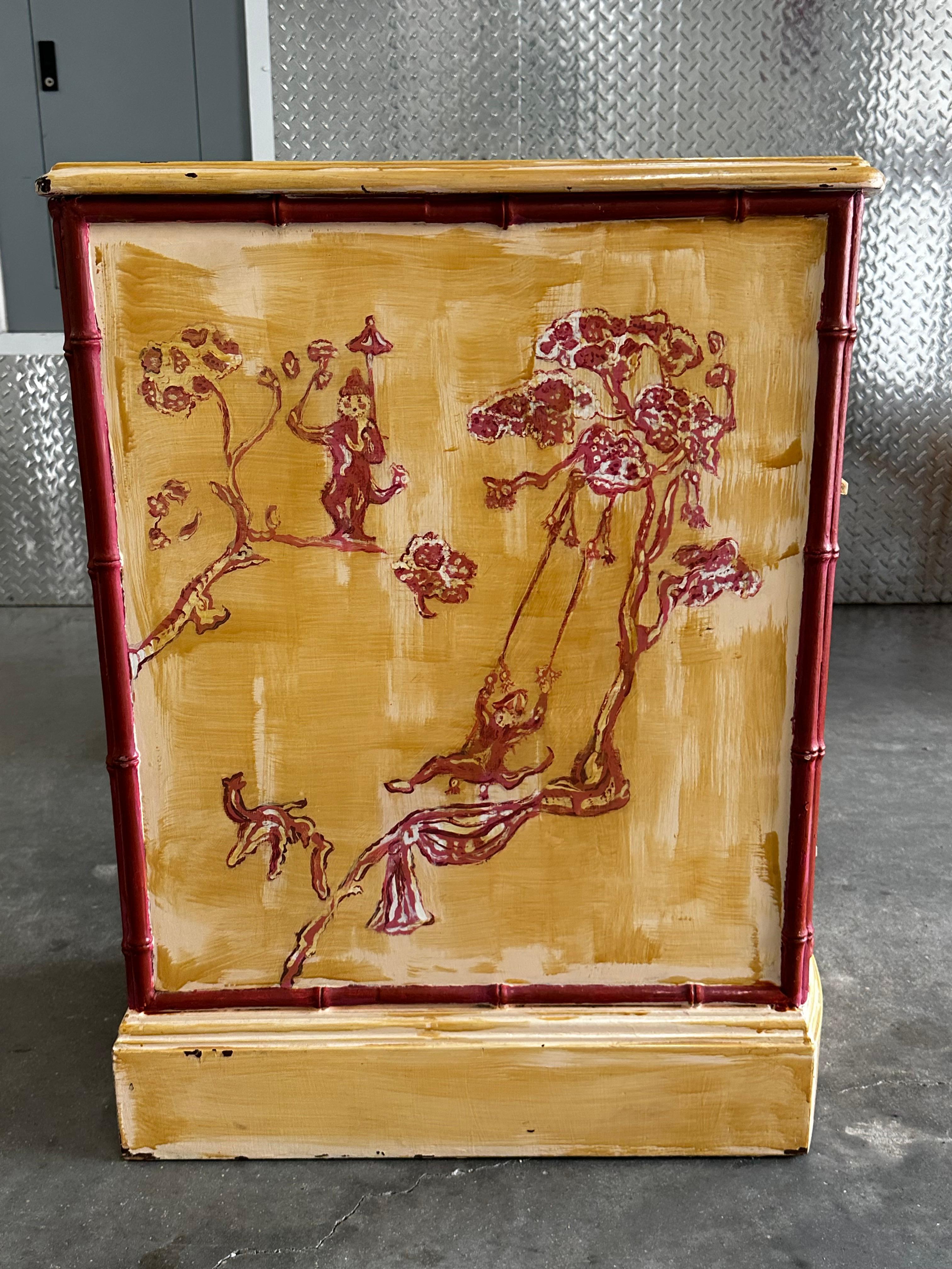 Scrivania Bassett del 1960 in finto legno di bambù dipinto in stile Chinoiserie Japandi in vendita 5