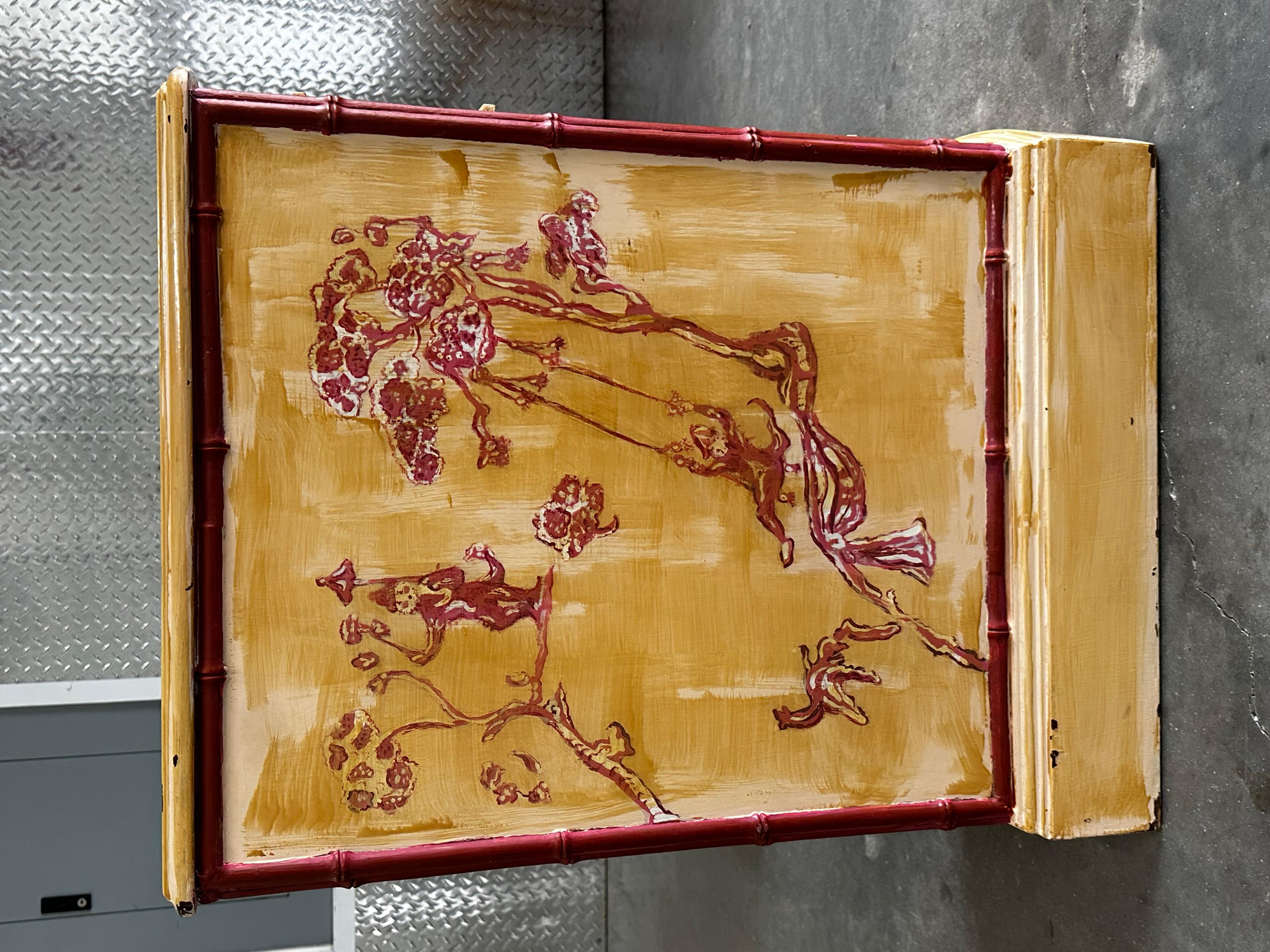Scrivania Bassett del 1960 in finto legno di bambù dipinto in stile Chinoiserie Japandi in vendita 5