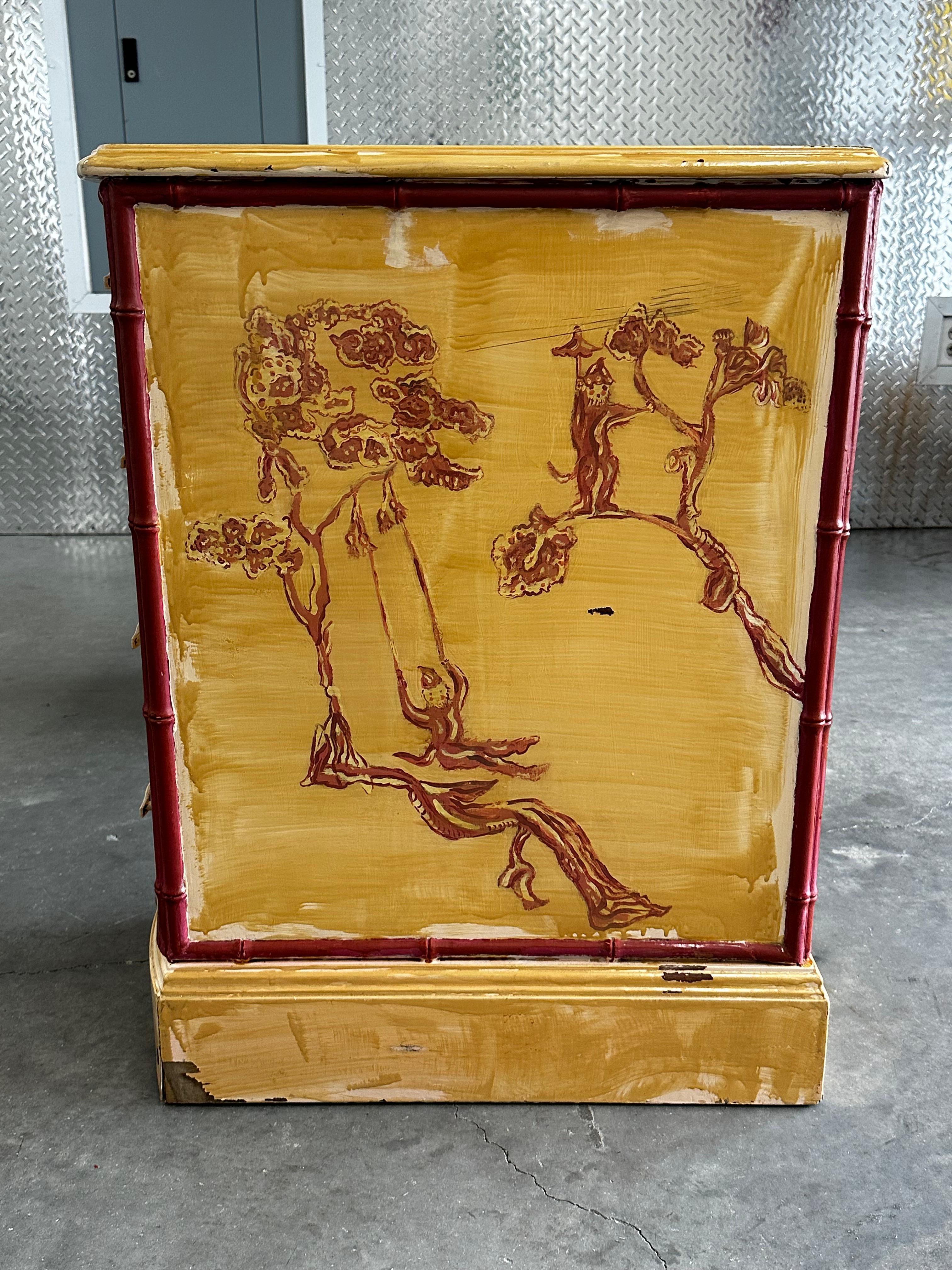 Scrivania Bassett del 1960 in finto legno di bambù dipinto in stile Chinoiserie Japandi in vendita 6
