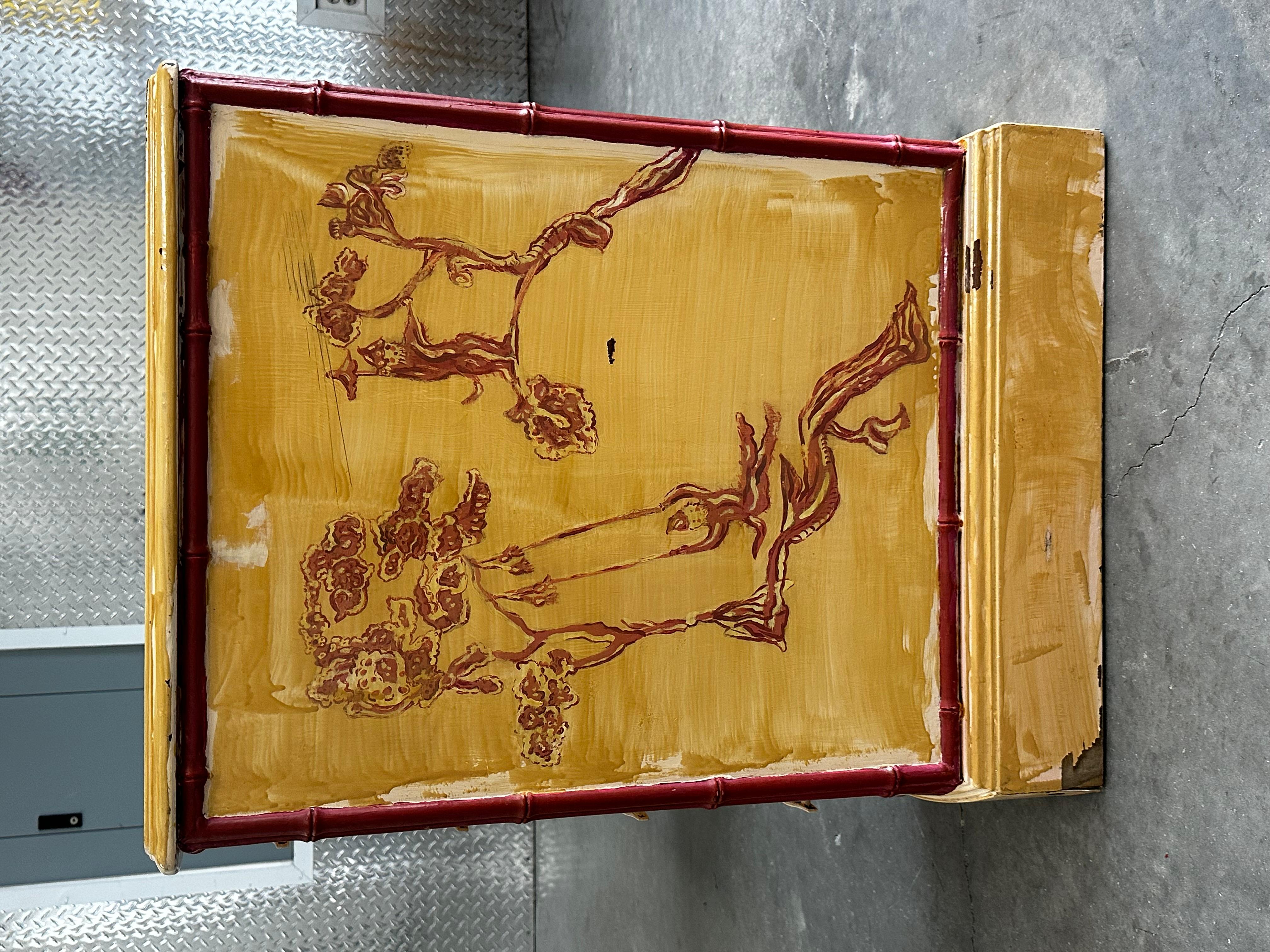 Scrivania Bassett del 1960 in finto legno di bambù dipinto in stile Chinoiserie Japandi in vendita 6