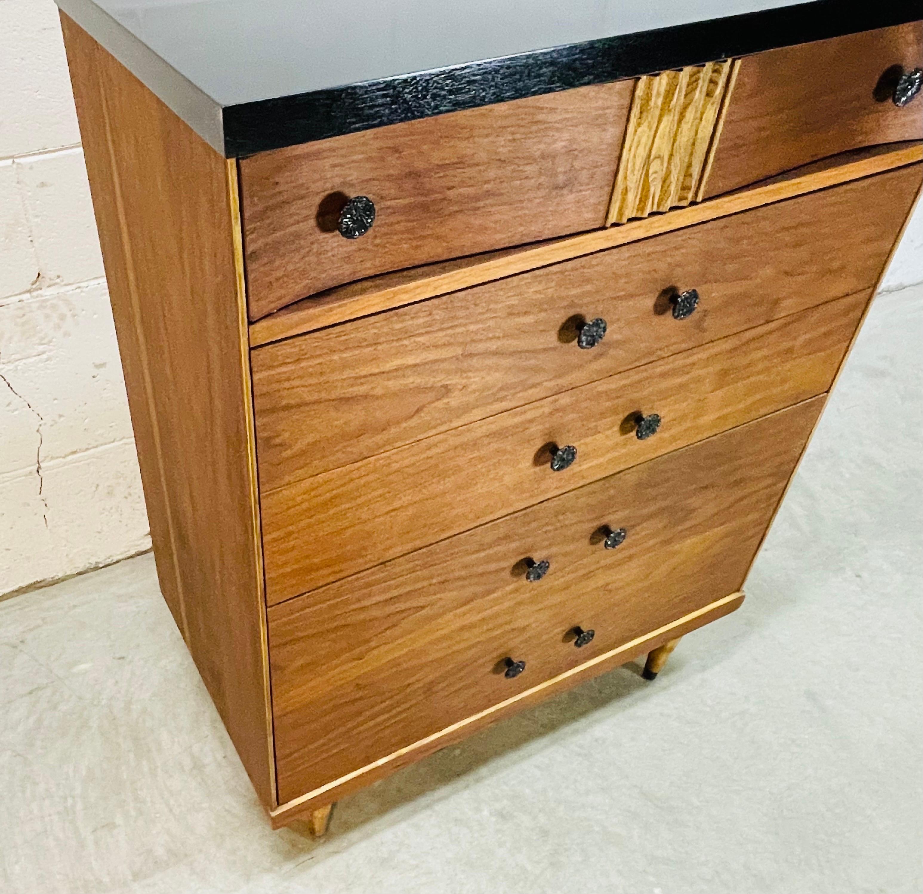 1960s Bassett Furniture Walnut Tall Dresser For Sale 1