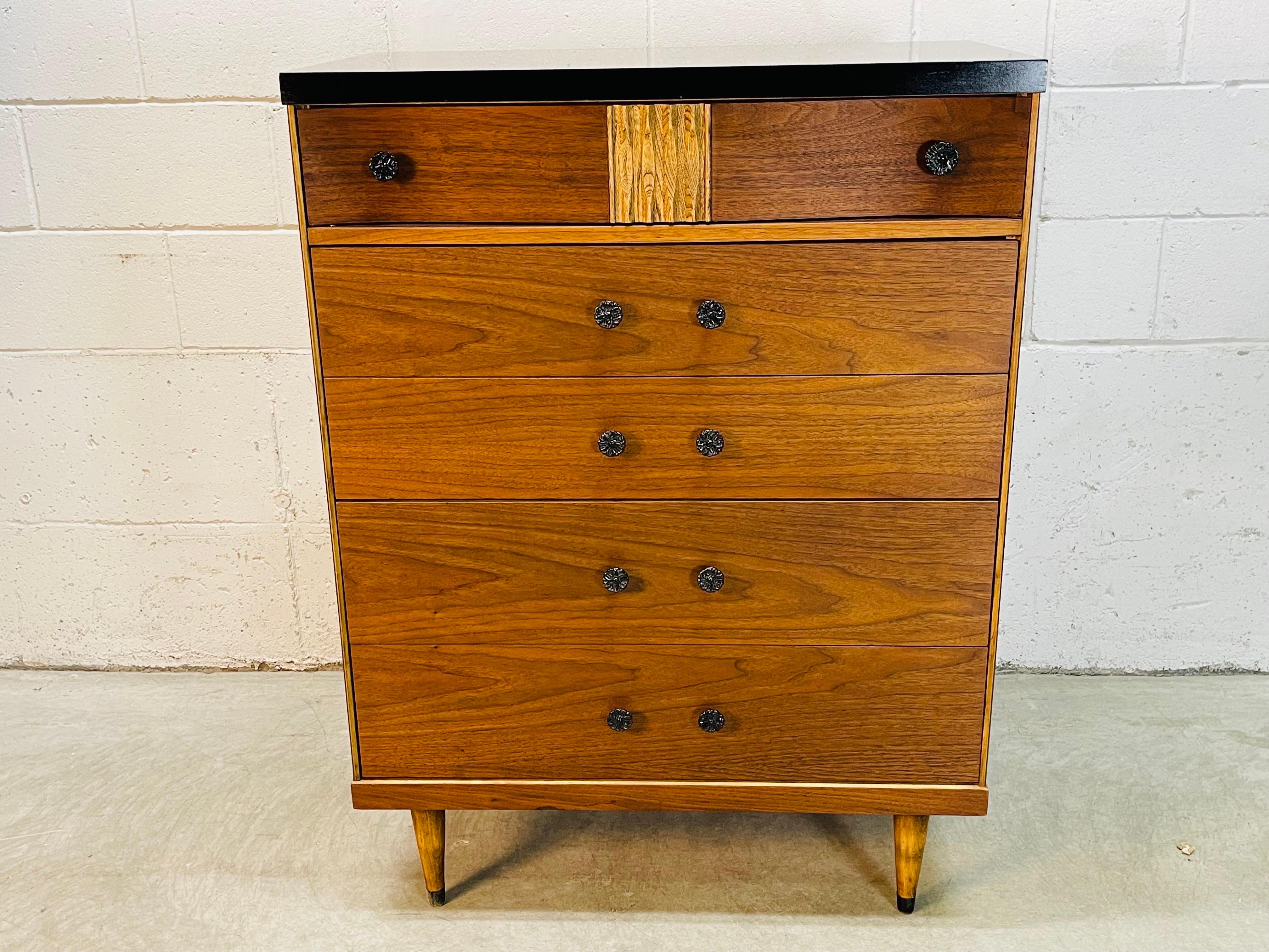 1960s Bassett Furniture Walnut Tall Dresser For Sale 3