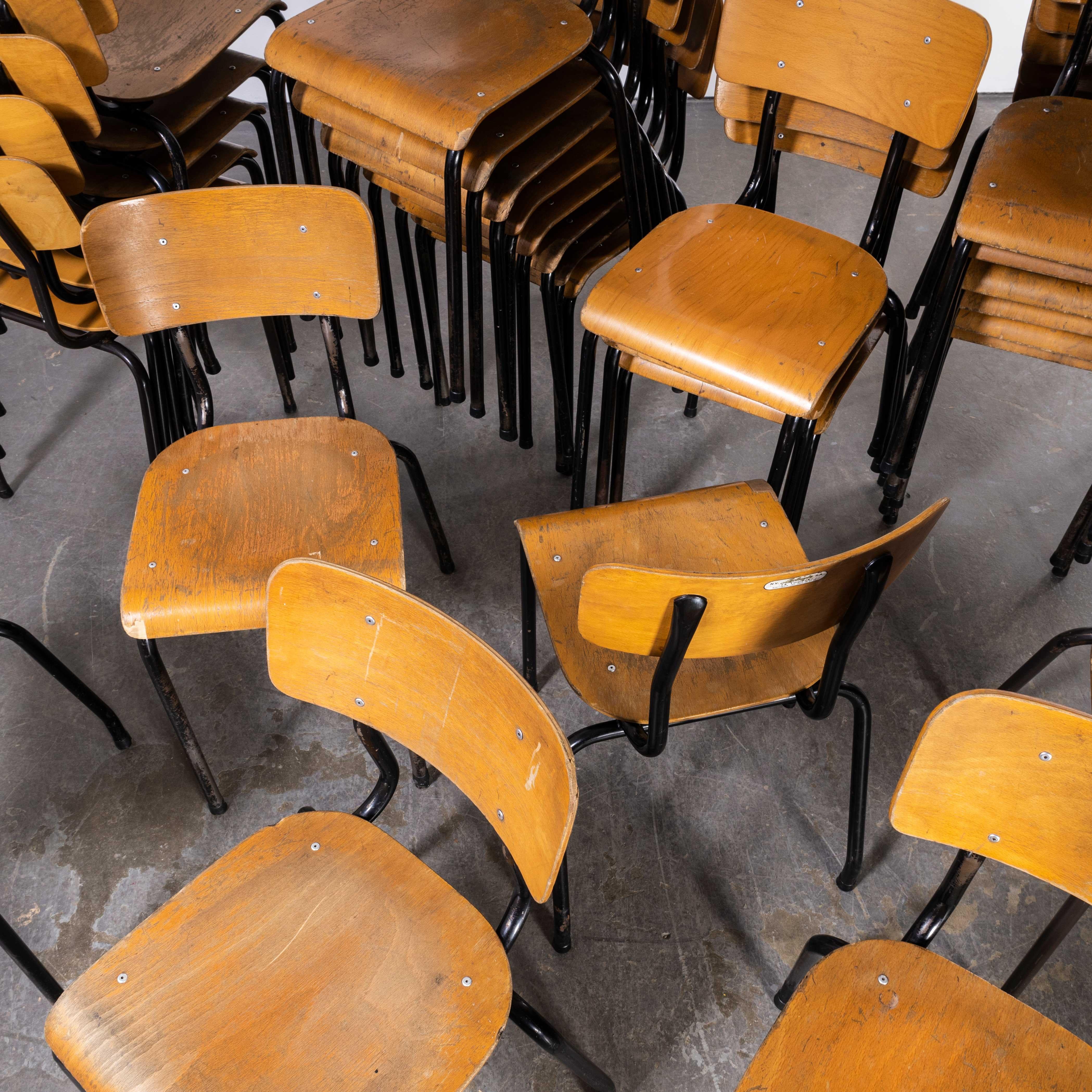 1960's Batch Of Belgian Stacking School Chairs - Set Of Eighteen For Sale 3