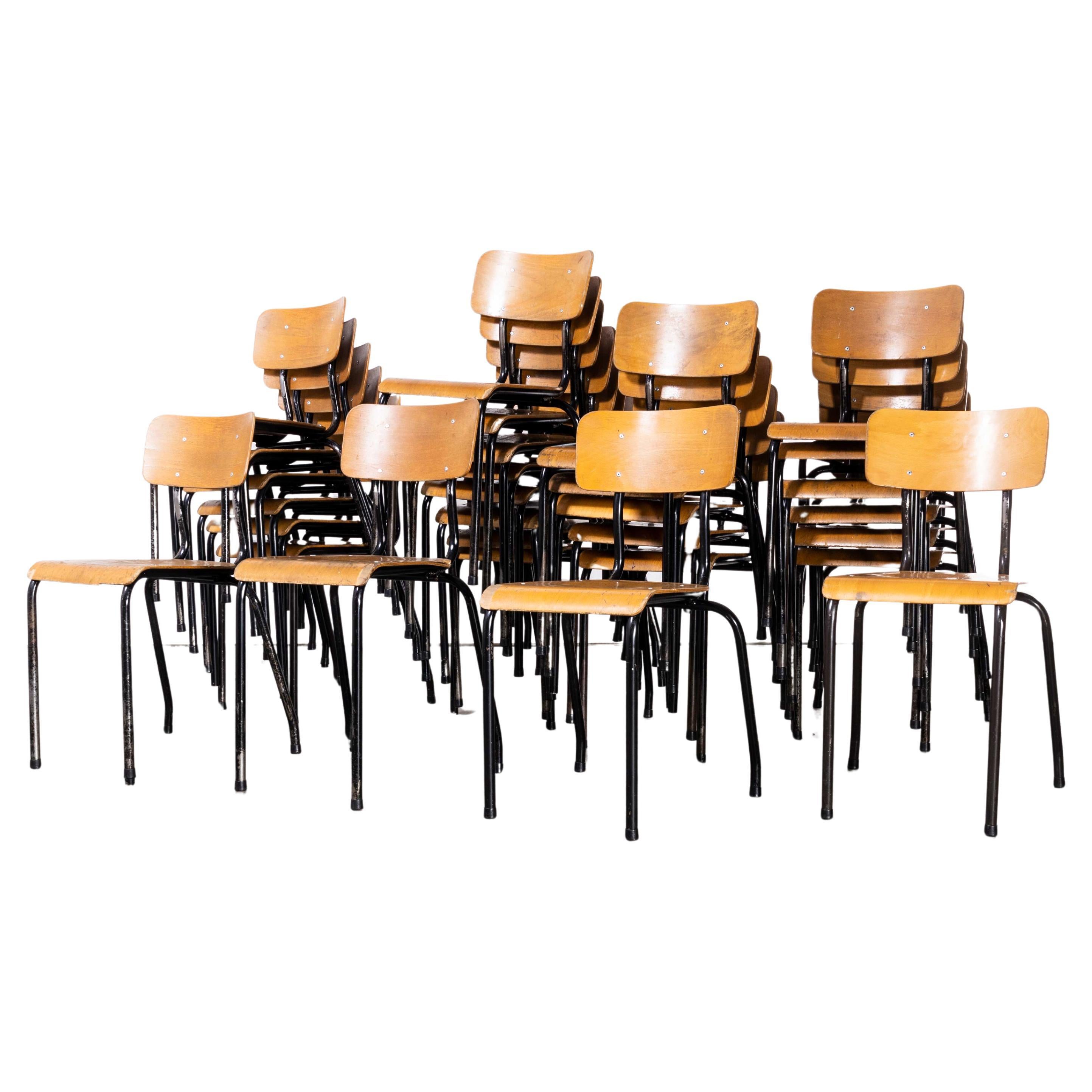 1960's Batch Of Belgian Stacking School Chairs - Set Of Eighteen For Sale