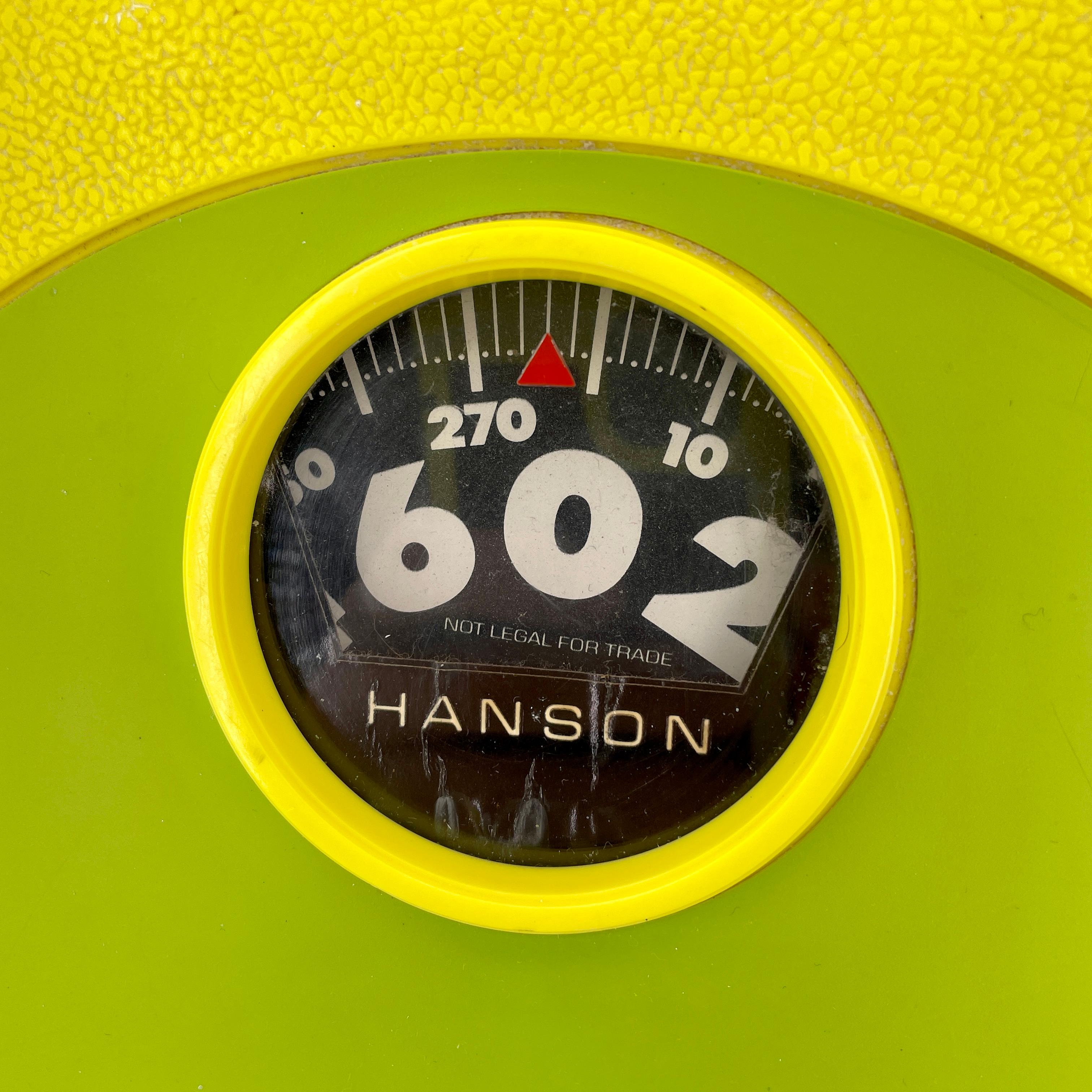 Plastic 1960s Bathroom Scale by Hanson in Lemon Yellow Lime Green Dot Mid-Century Mod For Sale