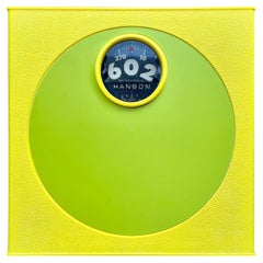 1960s Bathroom Scale by Hanson in Lemon Yellow Lime Green Dot Mid-Century Mod