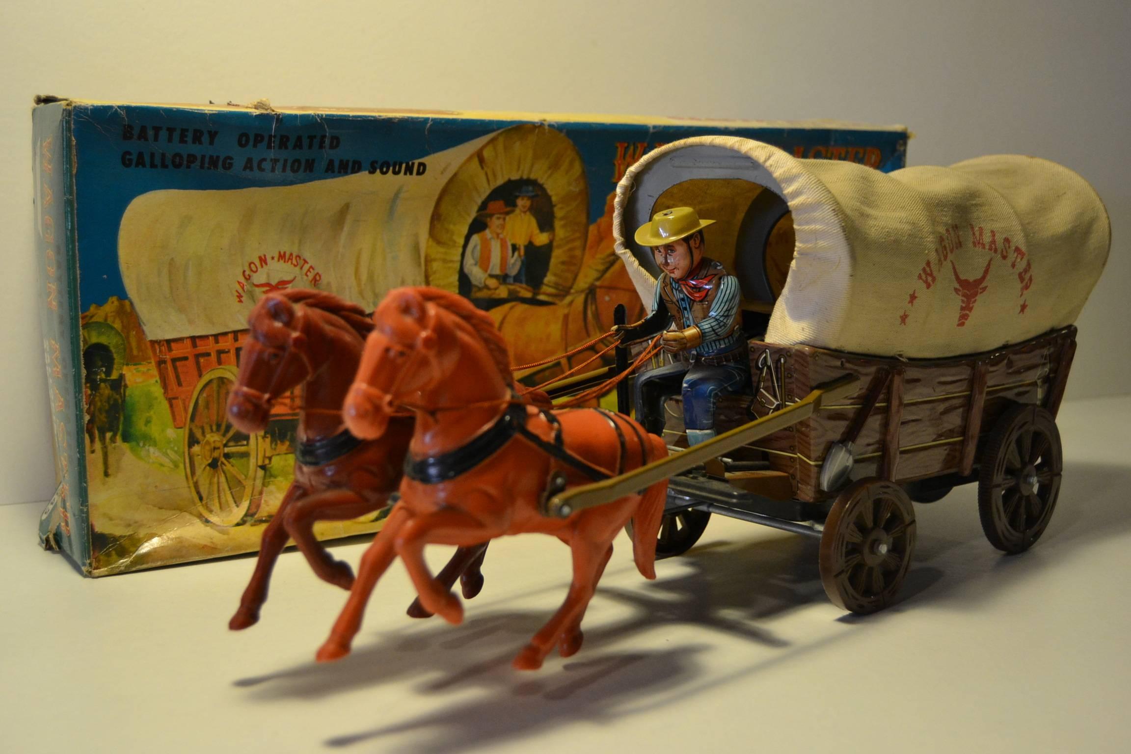 20th Century 1960s Battery Operated Tin Wagon Master by Modern Toys, Japan