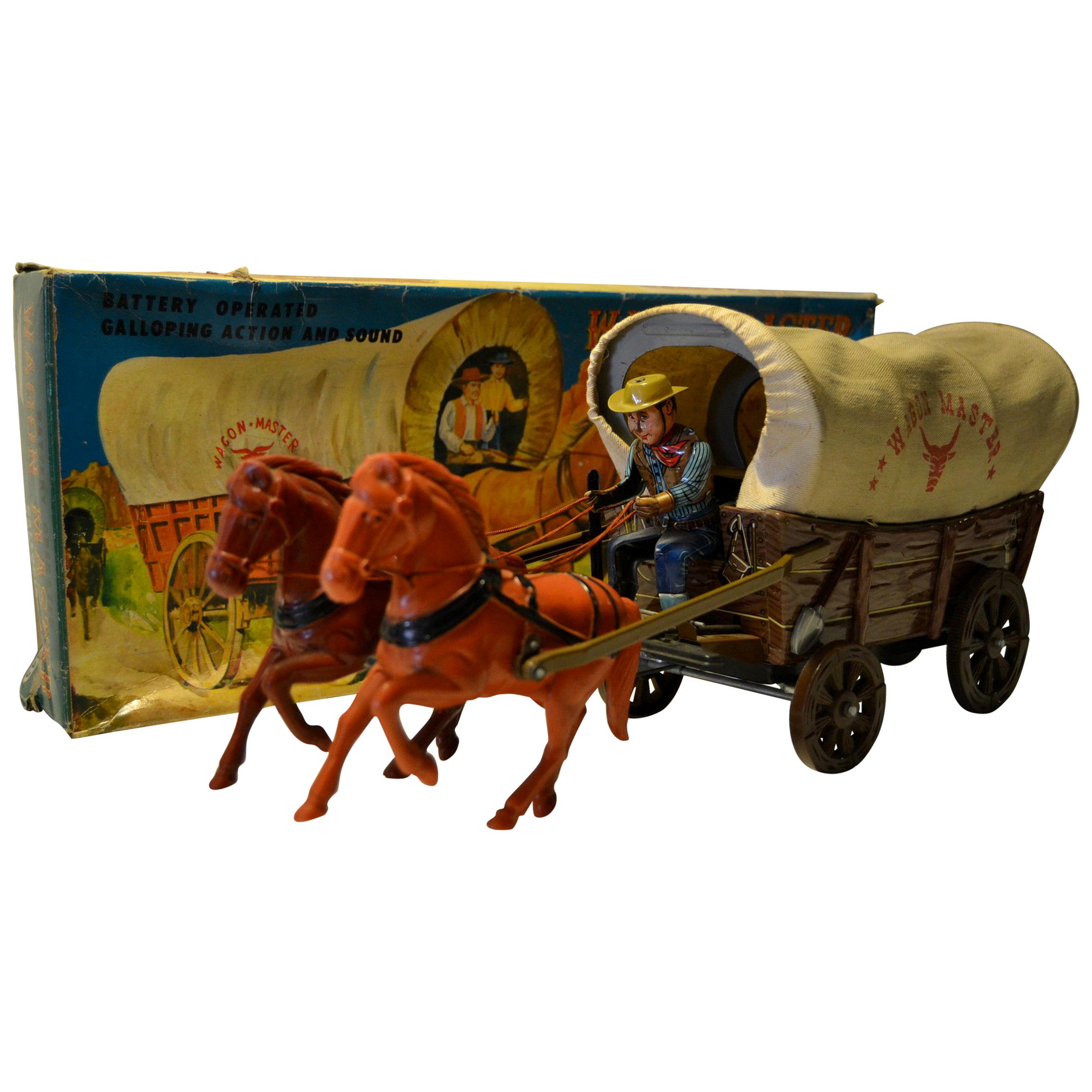 1960s Battery Operated Tin Wagon Master by Modern Toys, Japan