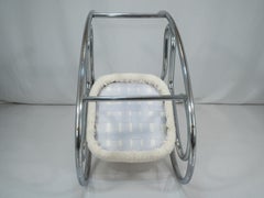 1960s Bauhaus Style Tubular Steel Boucle Rocking Chair, Marcel Breuer Attributed