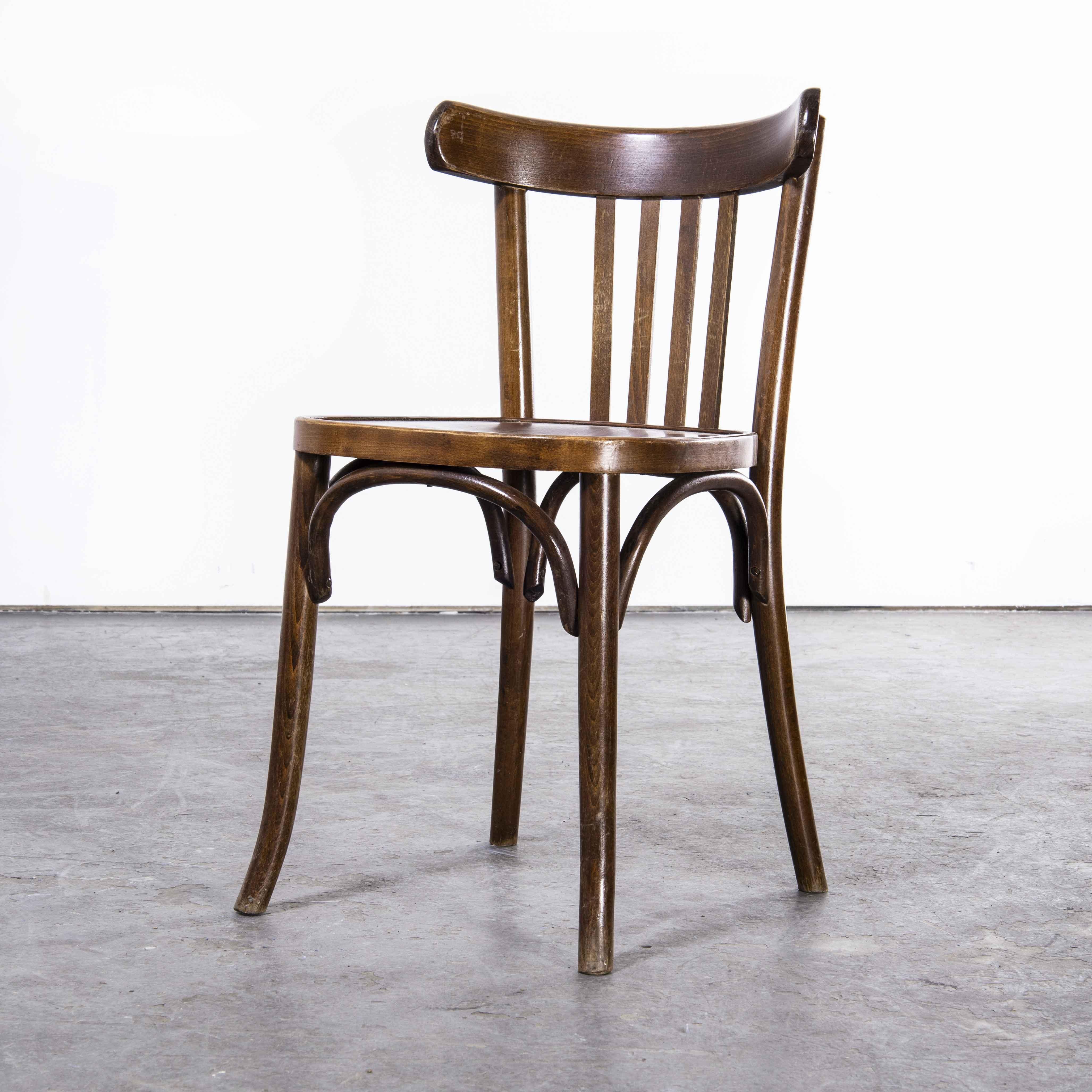 1960's Baumann Bentwood Classic Walnut Bistro Dining Chair, Set of Eight In Good Condition In Hook, Hampshire