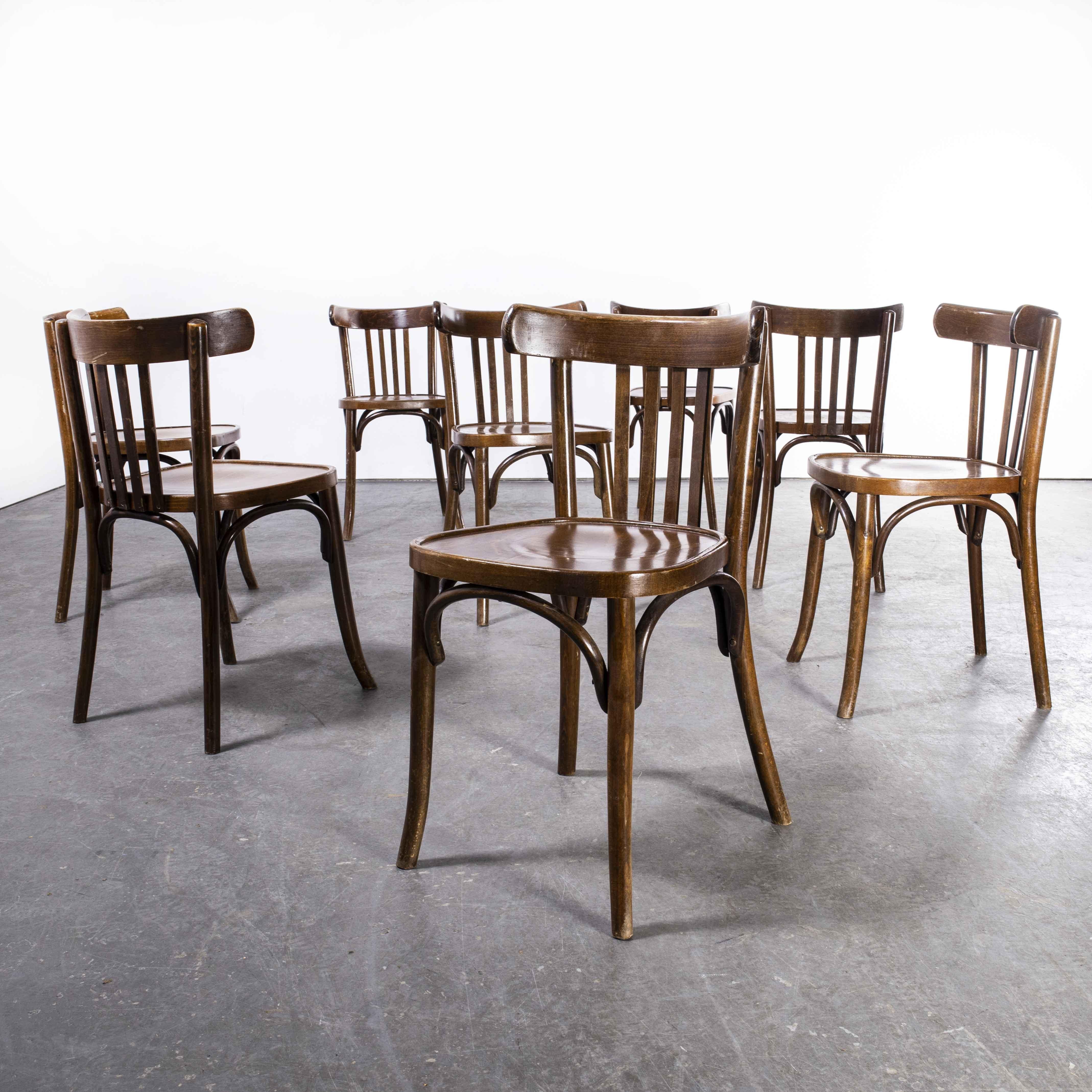 1960's Baumann Bentwood Classic Walnut Bistro Dining Chair, Set of Eight 2