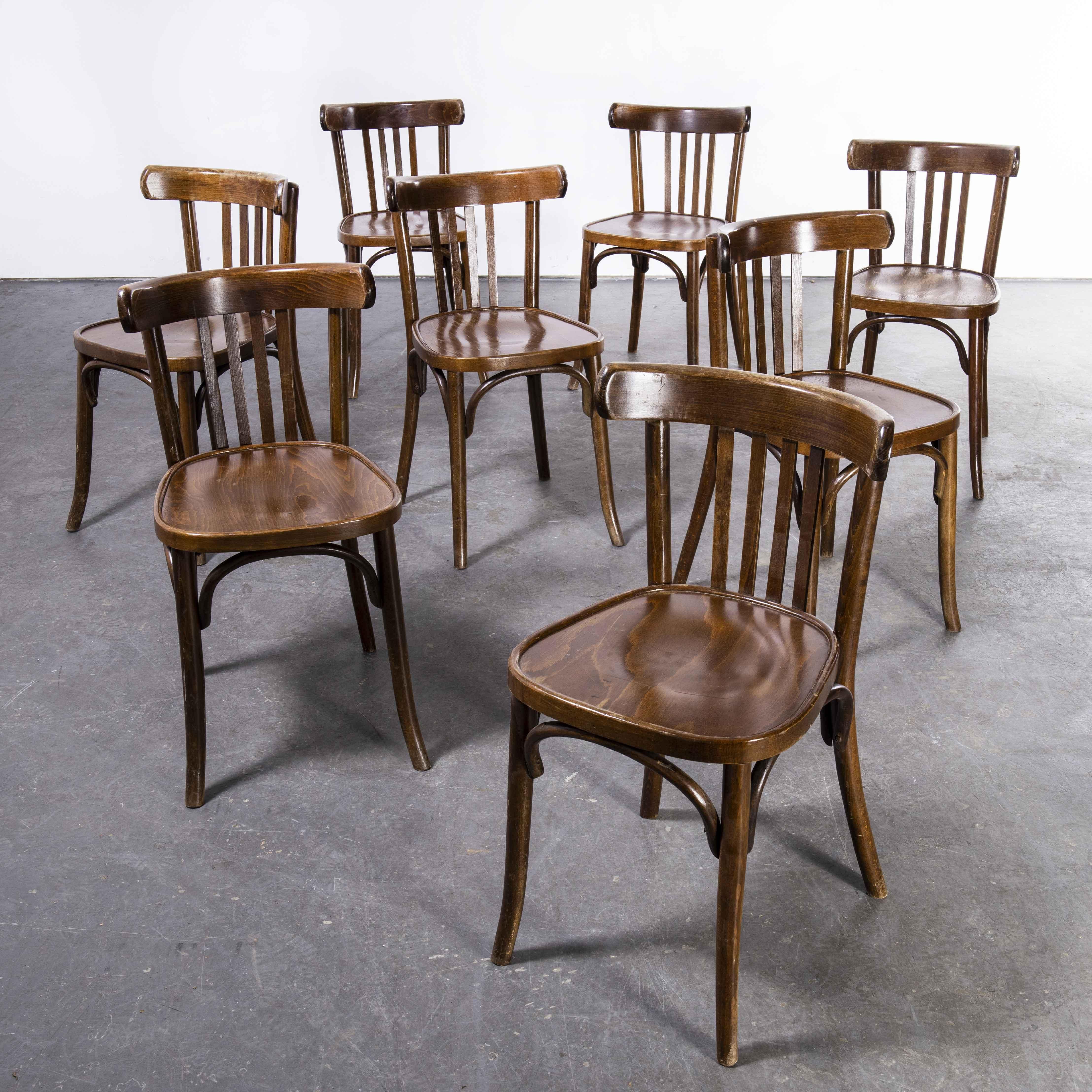 1960's Baumann Bentwood Classic Walnut Bistro Dining Chair, Set of Eight 3