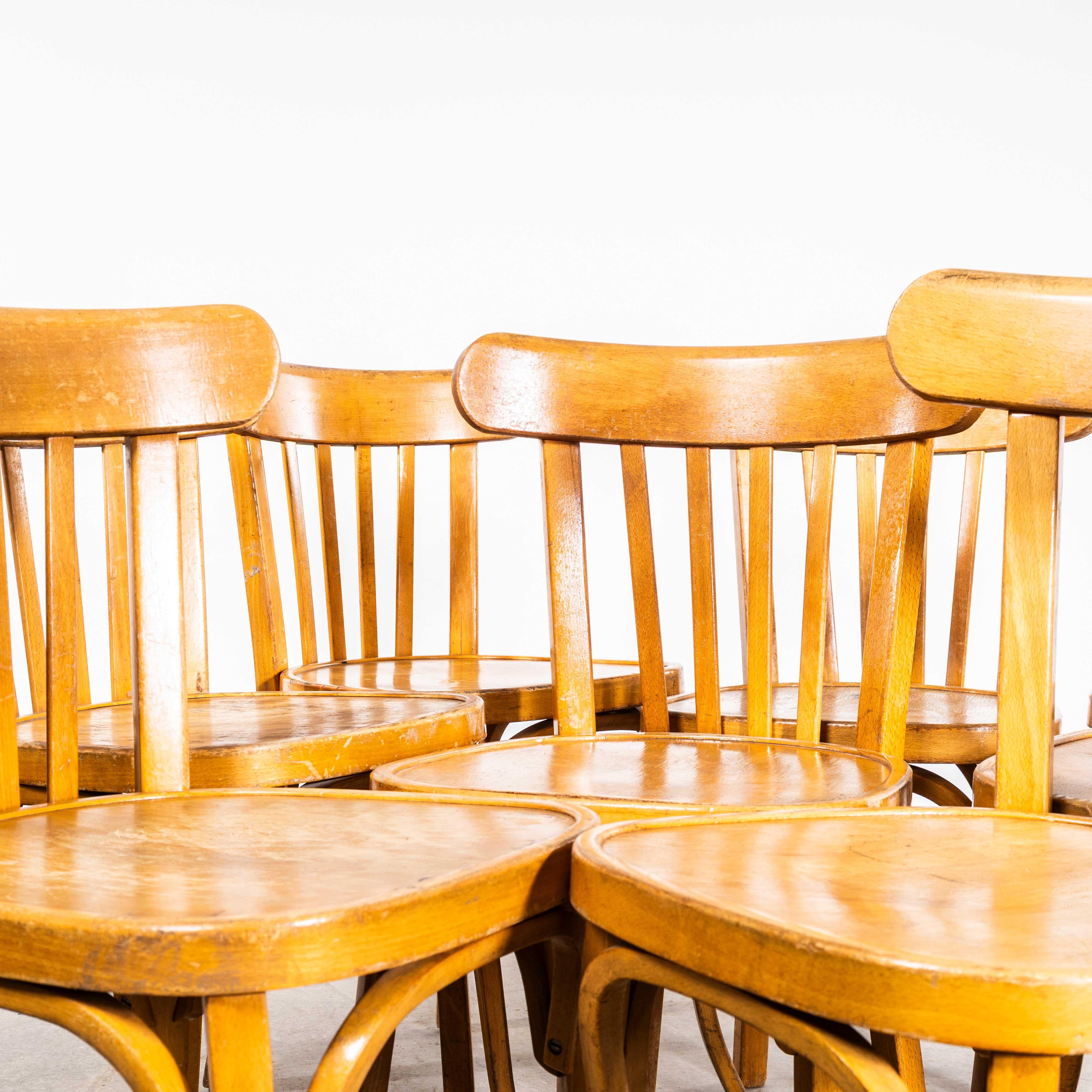 1960's Baumann Blonde Oak Bentwood Dining Chair - Satz von acht (Mitte des 20. Jahrhunderts) im Angebot