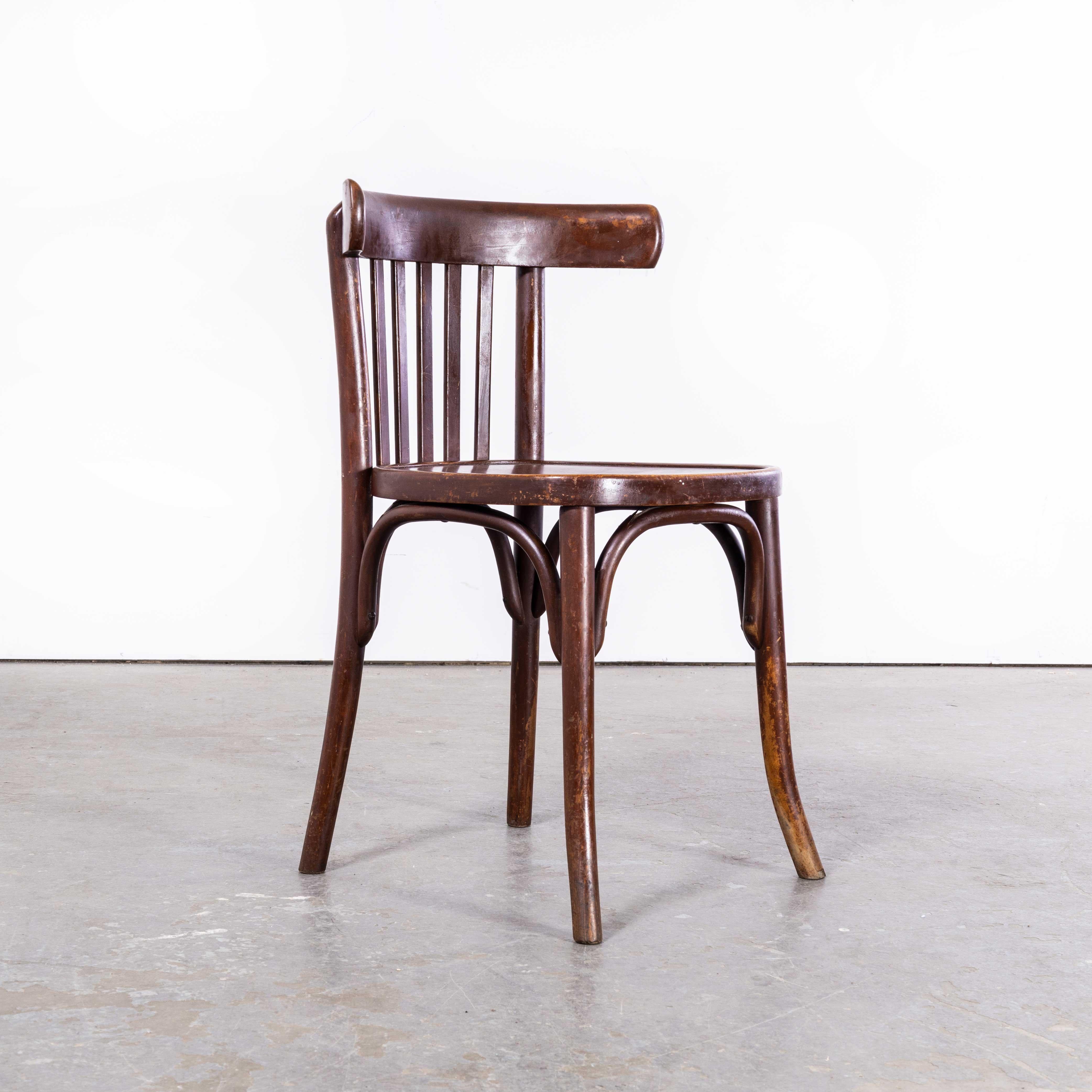 Mid-20th Century 1960s Baumann Dark Oak Bistro Chairs, Set of Five