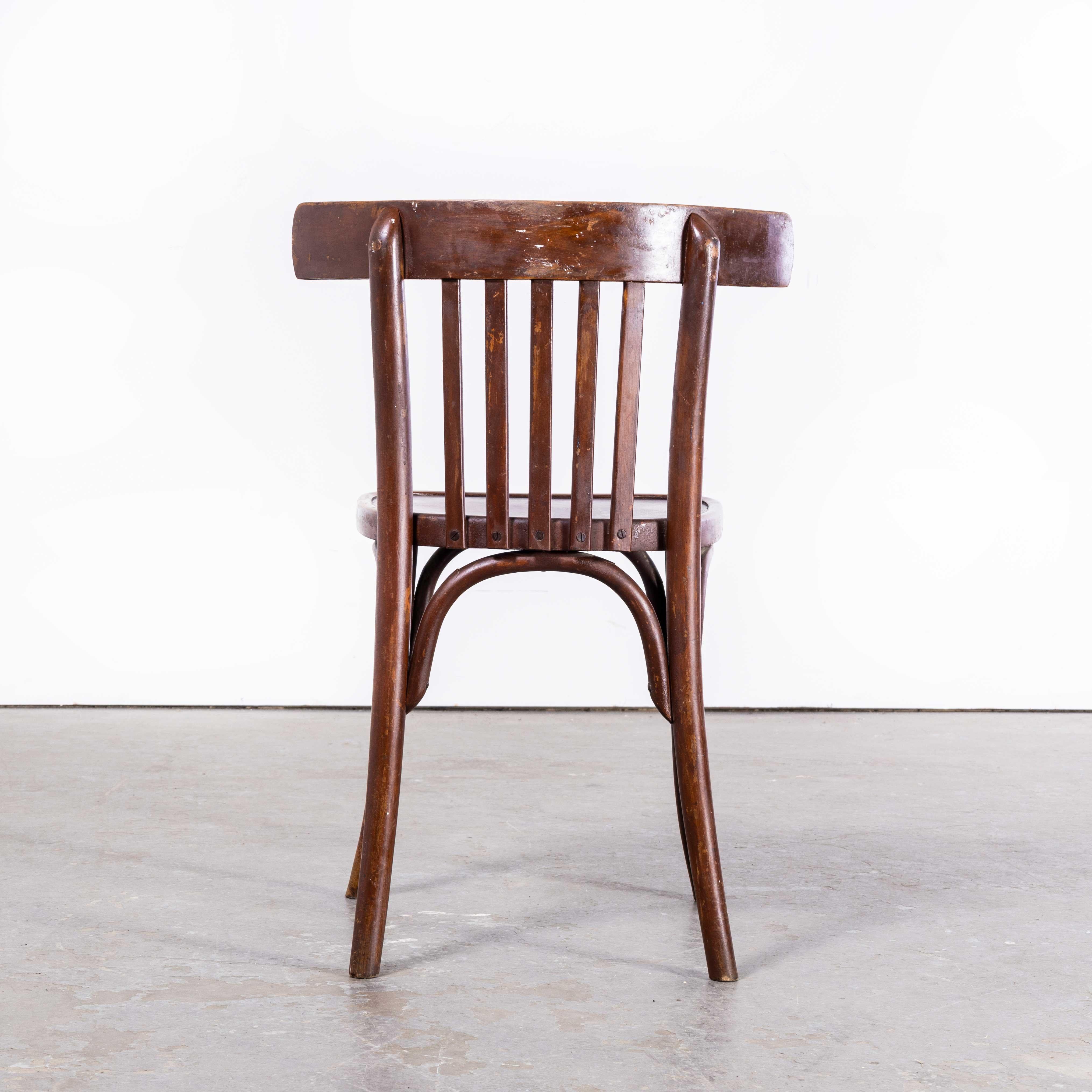 1960s Baumann Dark Oak Bistro Chairs, Set of Five For Sale 1