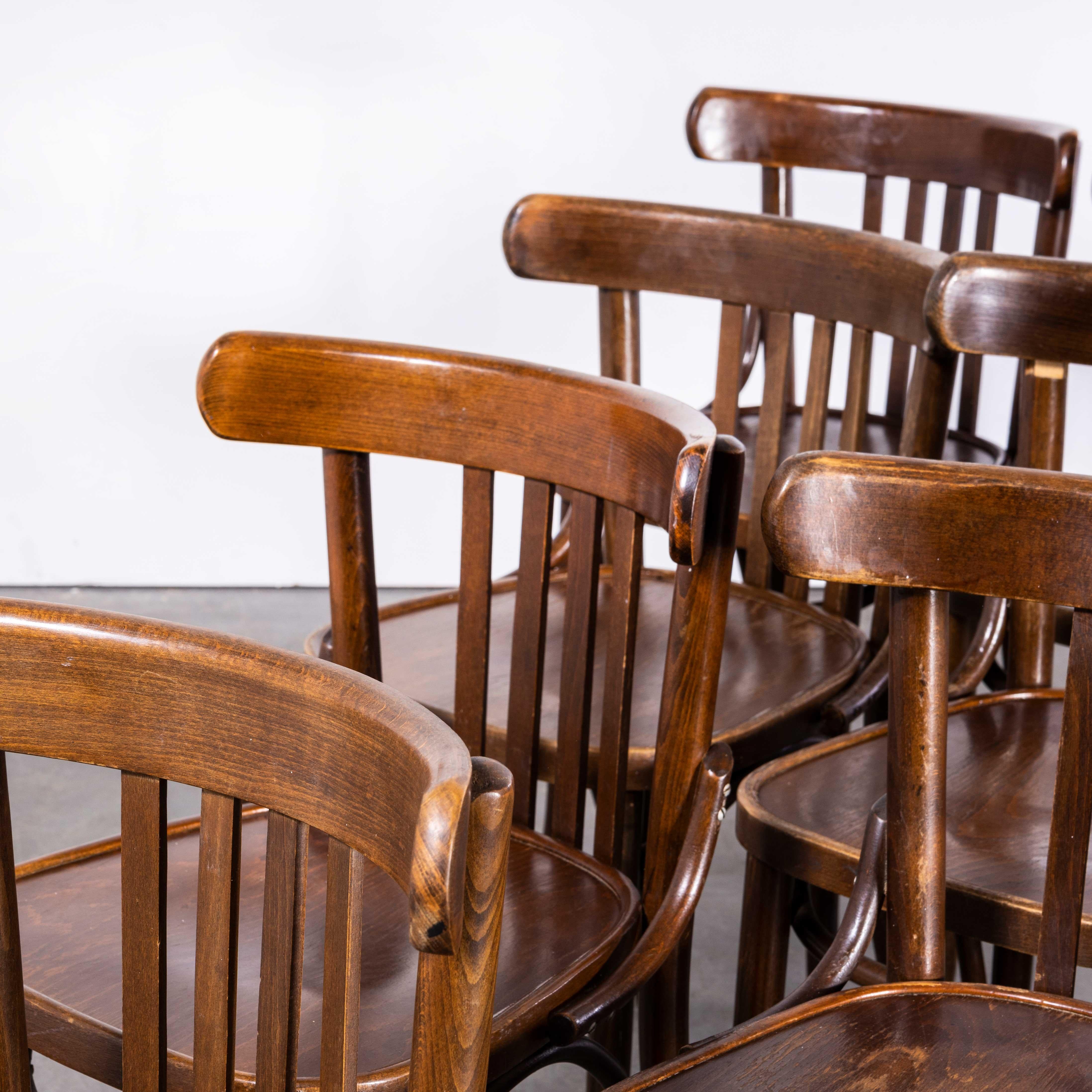 Mid-20th Century 1960s Baumann Dark Oak Bistro Chairs - Set of Ten