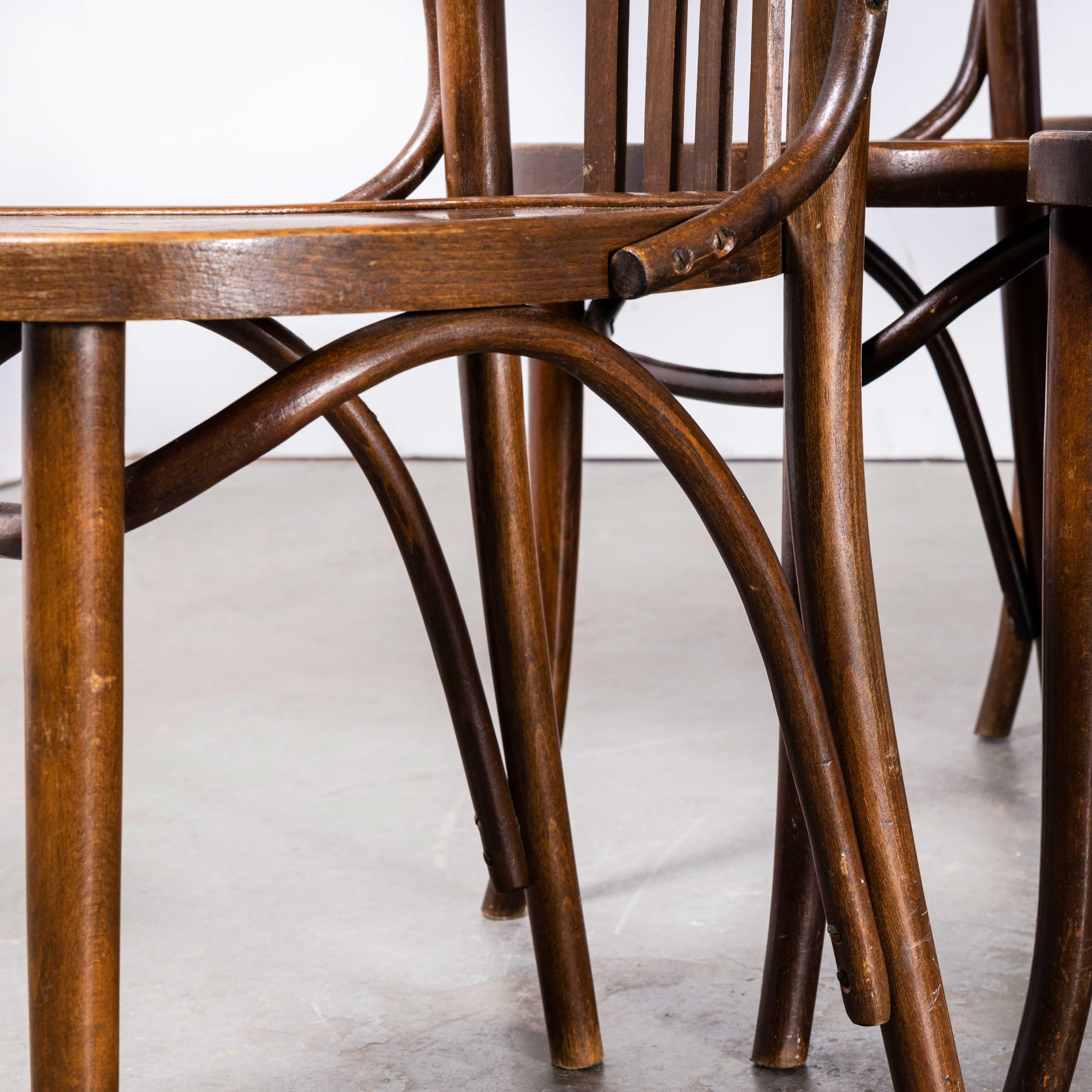 1960s Baumann Dark Oak Bistro Chairs - Set of Ten 3