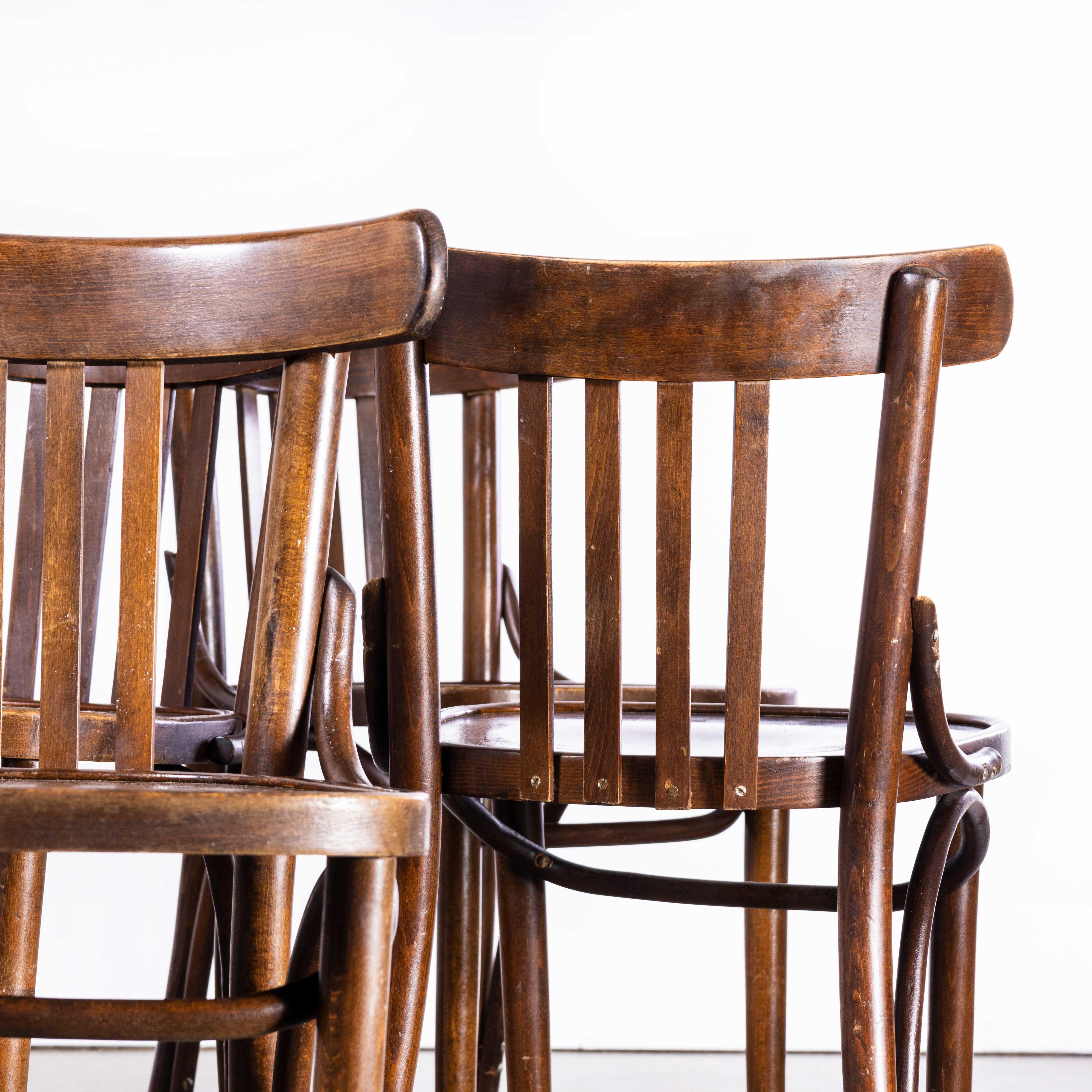 1960s Baumann Dark Oak Bistro Chairs - Set of Ten 4