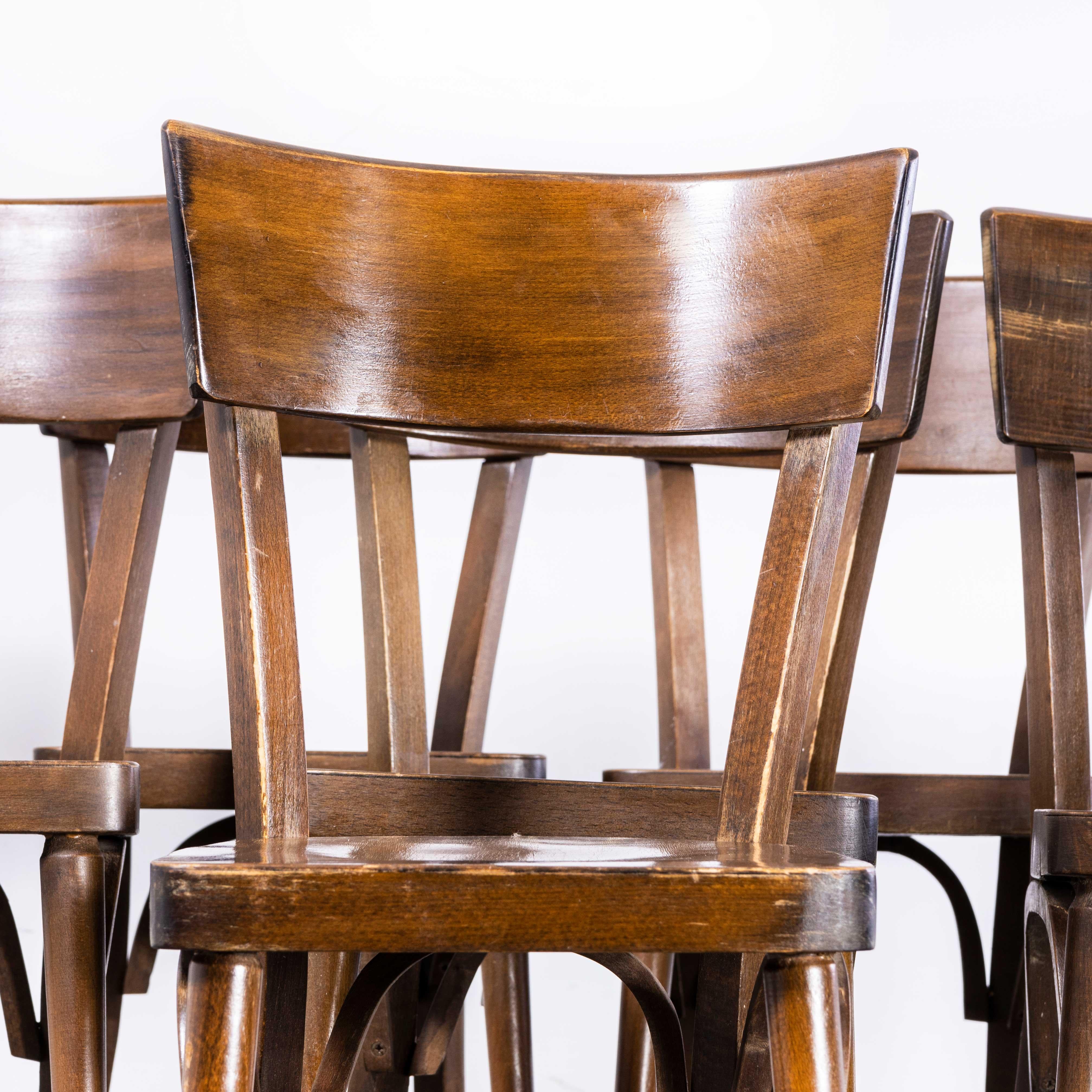 1960s Baumann Deep Back Walnut Bistro Dining Chairs, Set of Eight 4