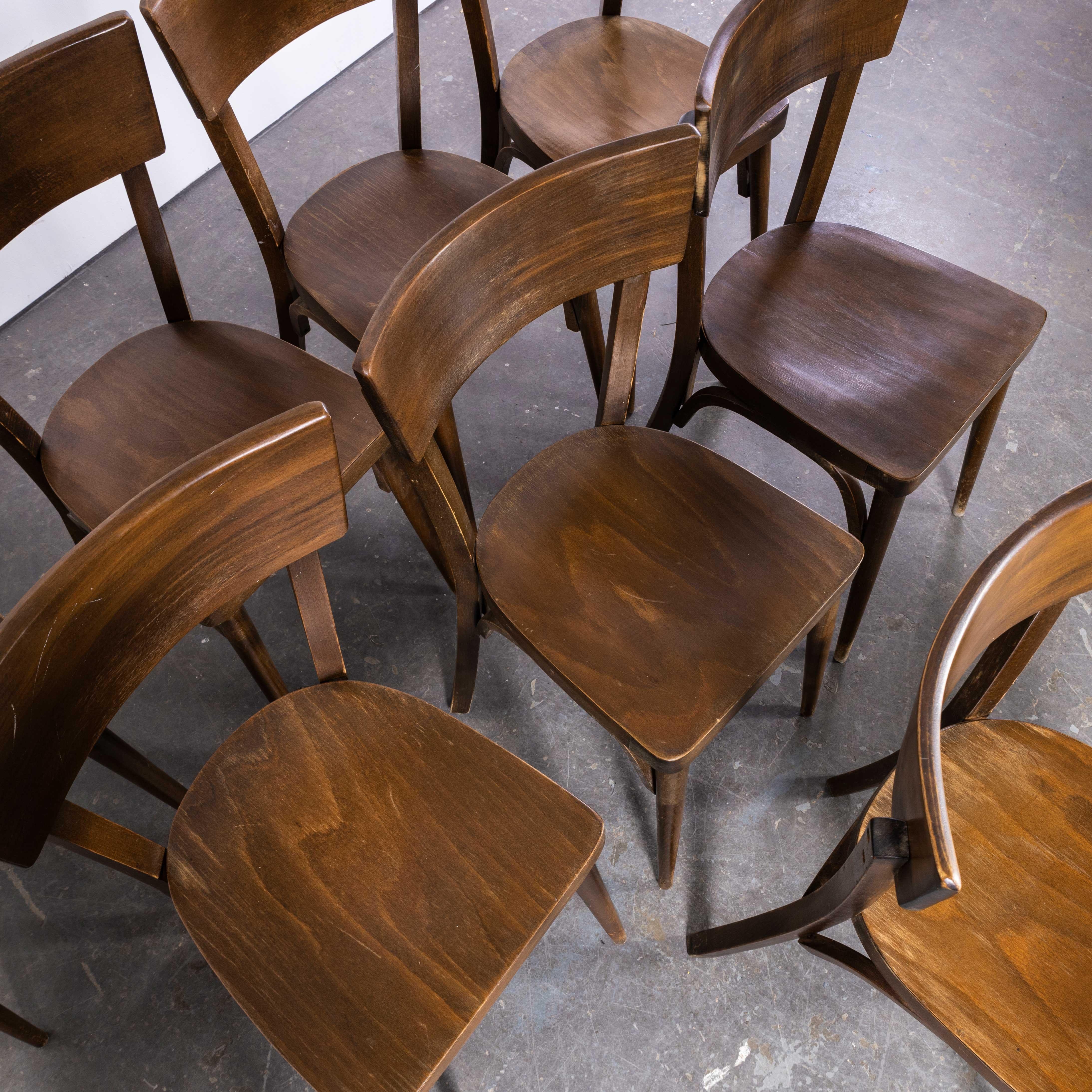 Mid-20th Century 1960s Baumann Deep Back Walnut Bistro Dining Chairs, Set of Eight