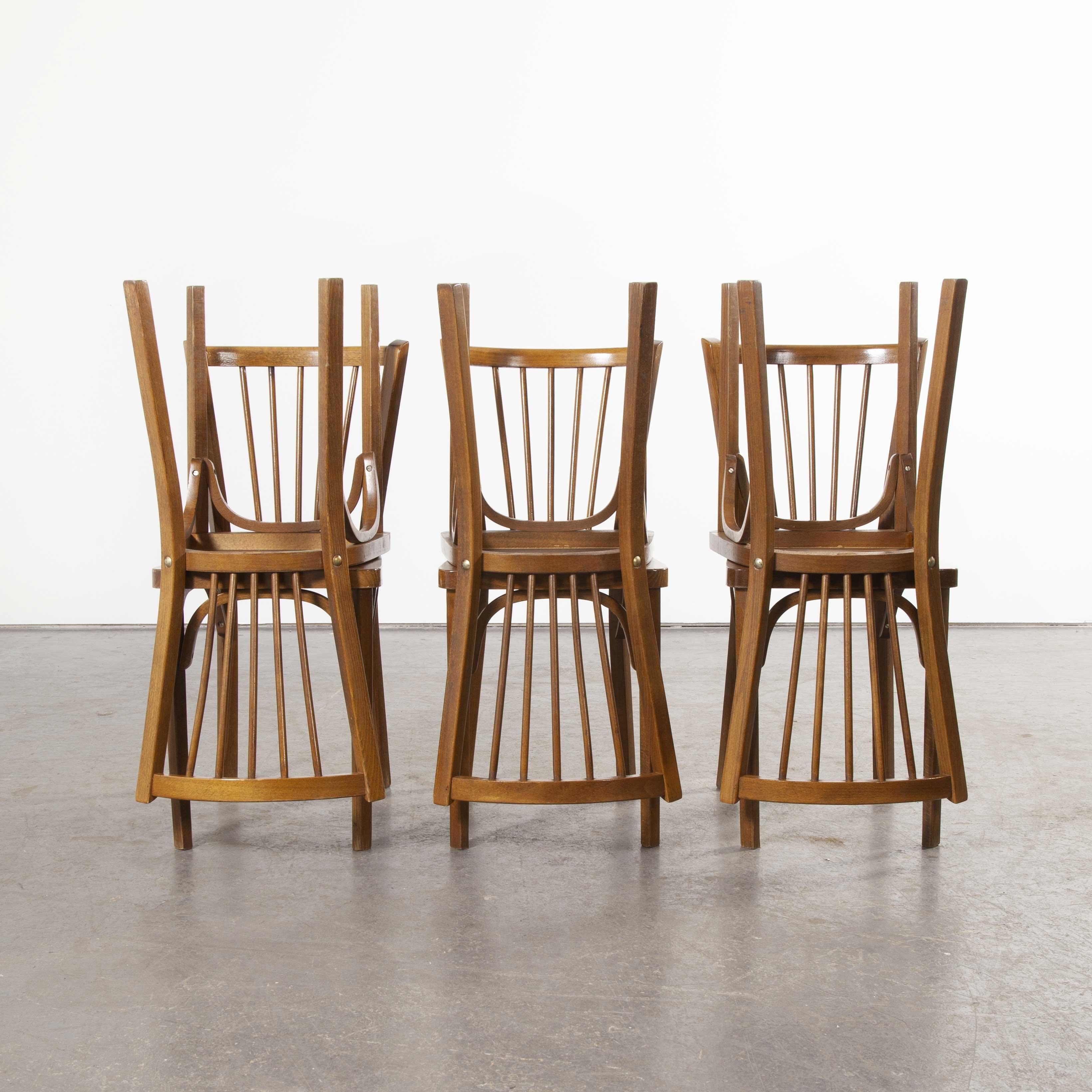 Mid-20th Century 1960's Baumann French Bentwood Classic Bistro Dining Chair - Set Of Six