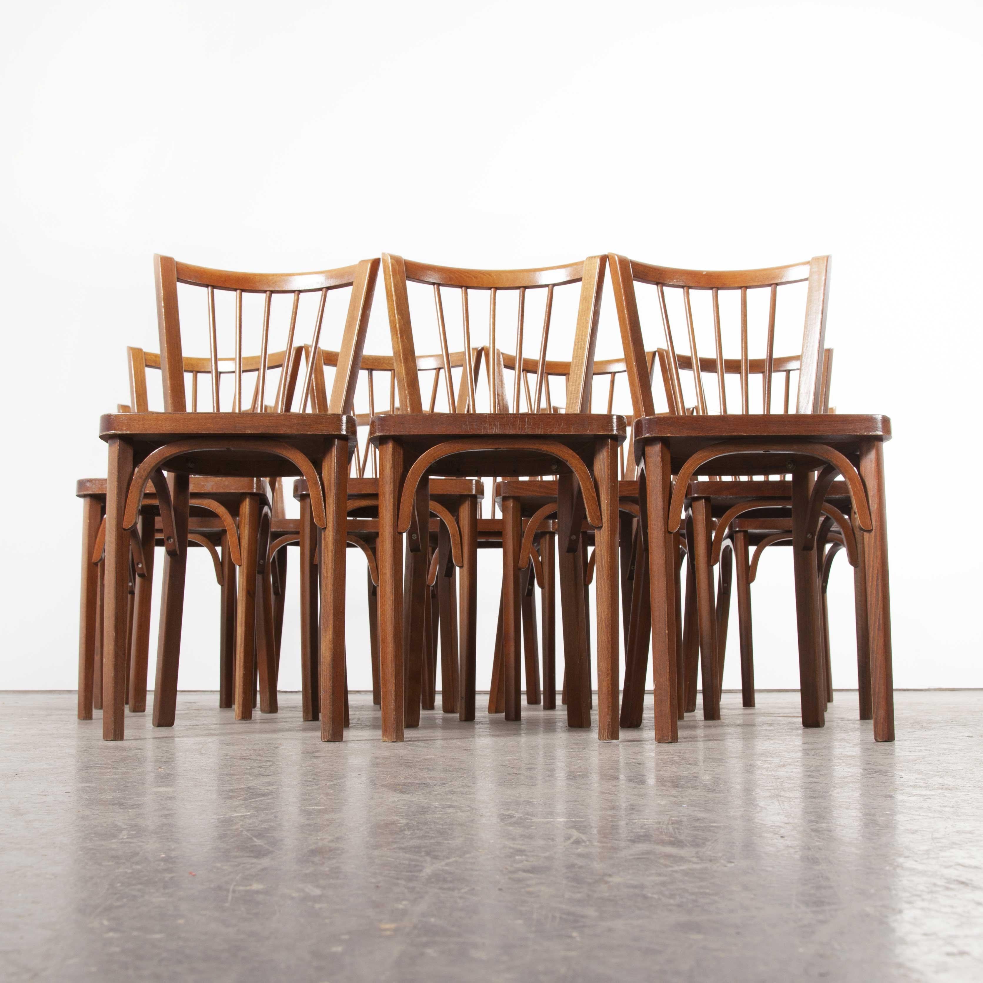 1960s Baumann French Bentwood Classic Bistro Dining Chair, Set of Twelve In Good Condition In Hook, Hampshire