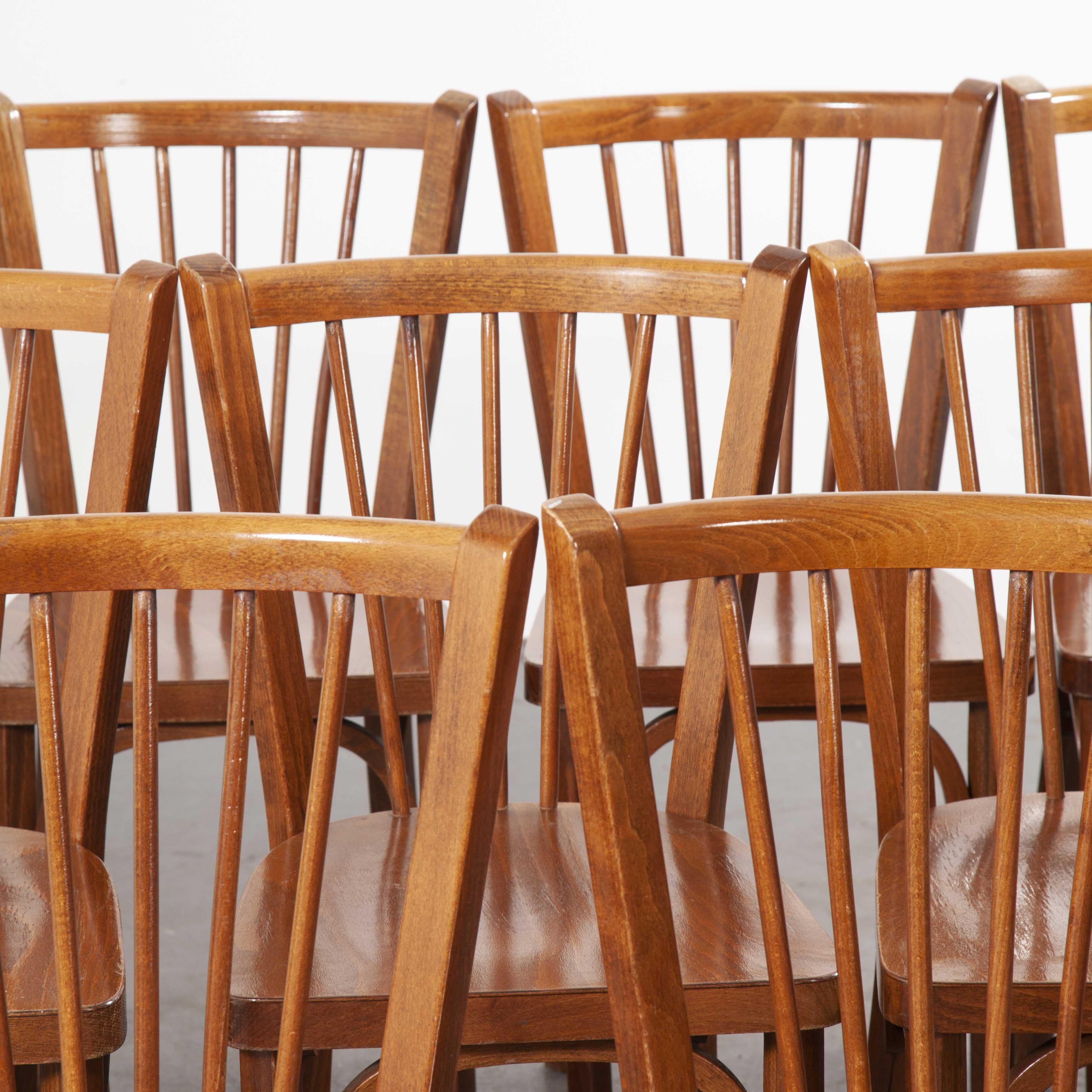 Mid-20th Century 1960s Baumann French Bentwood Classic Bistro Dining Chair, Set of Twelve