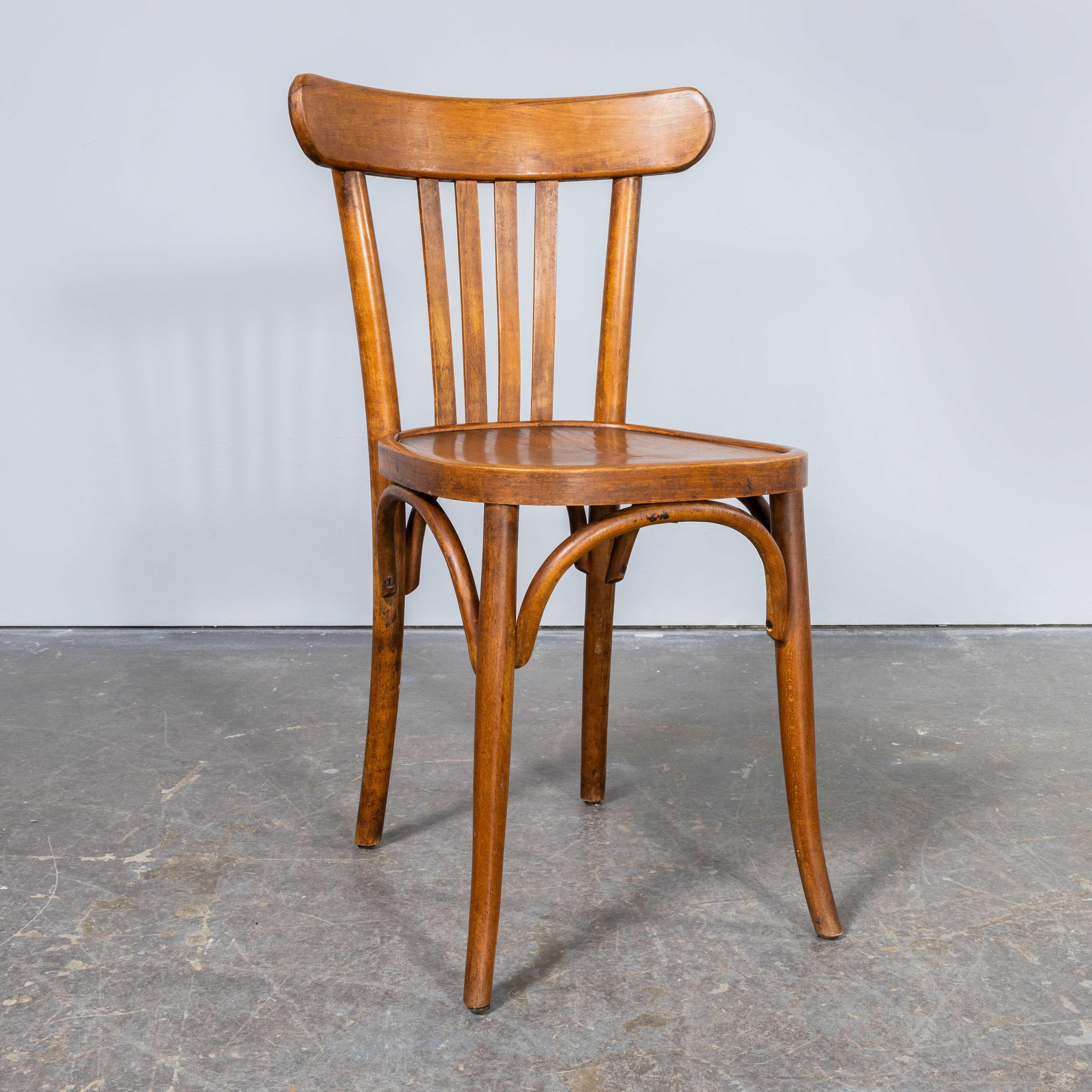 1960's Baumann Warm Oak Bistro Chairs - Set Of Six In Good Condition In Hook, Hampshire