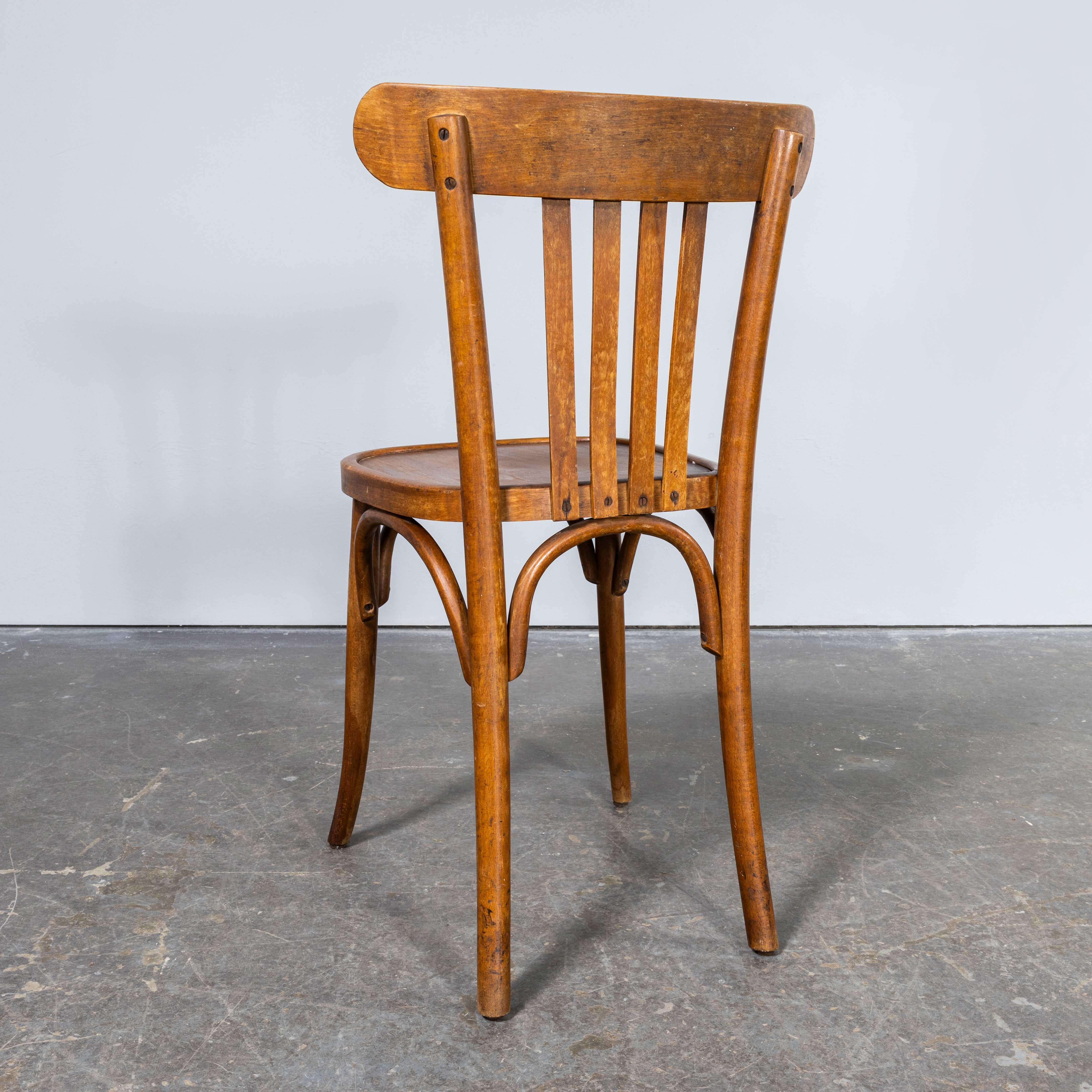 Mid-20th Century 1960's Baumann Warm Oak Bistro Chairs - Set Of Six
