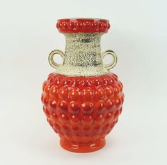 1960s bay keramik FLOORVASE bubble decor red and orange model 65 45 WGP
