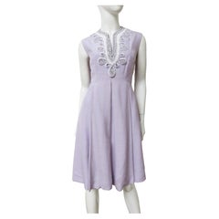 1960s Bead Trim Lavender Silk Dress 