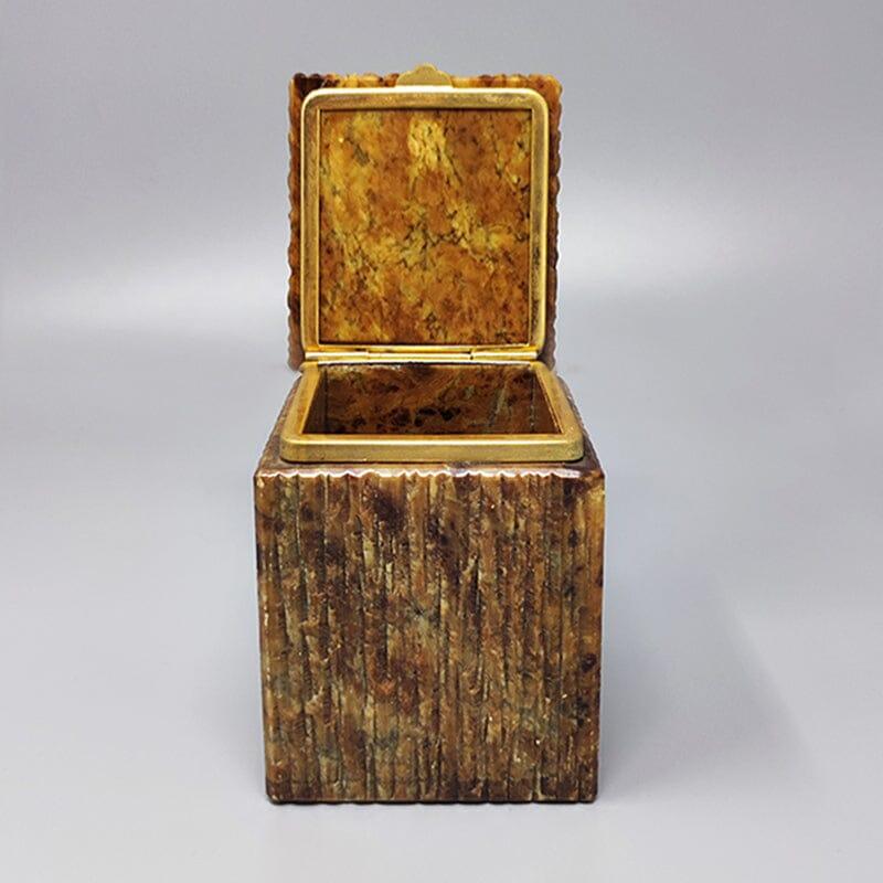 1960s Beautiful Brown Alabaster Box, Handmade, Made in Italy For Sale 1