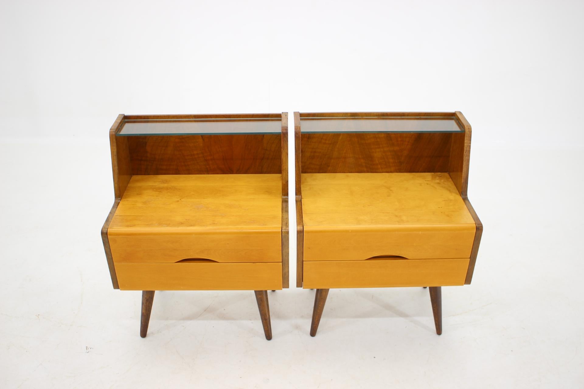 Mid-Century Modern 1960s Bedside Tables, Czechoslovakia