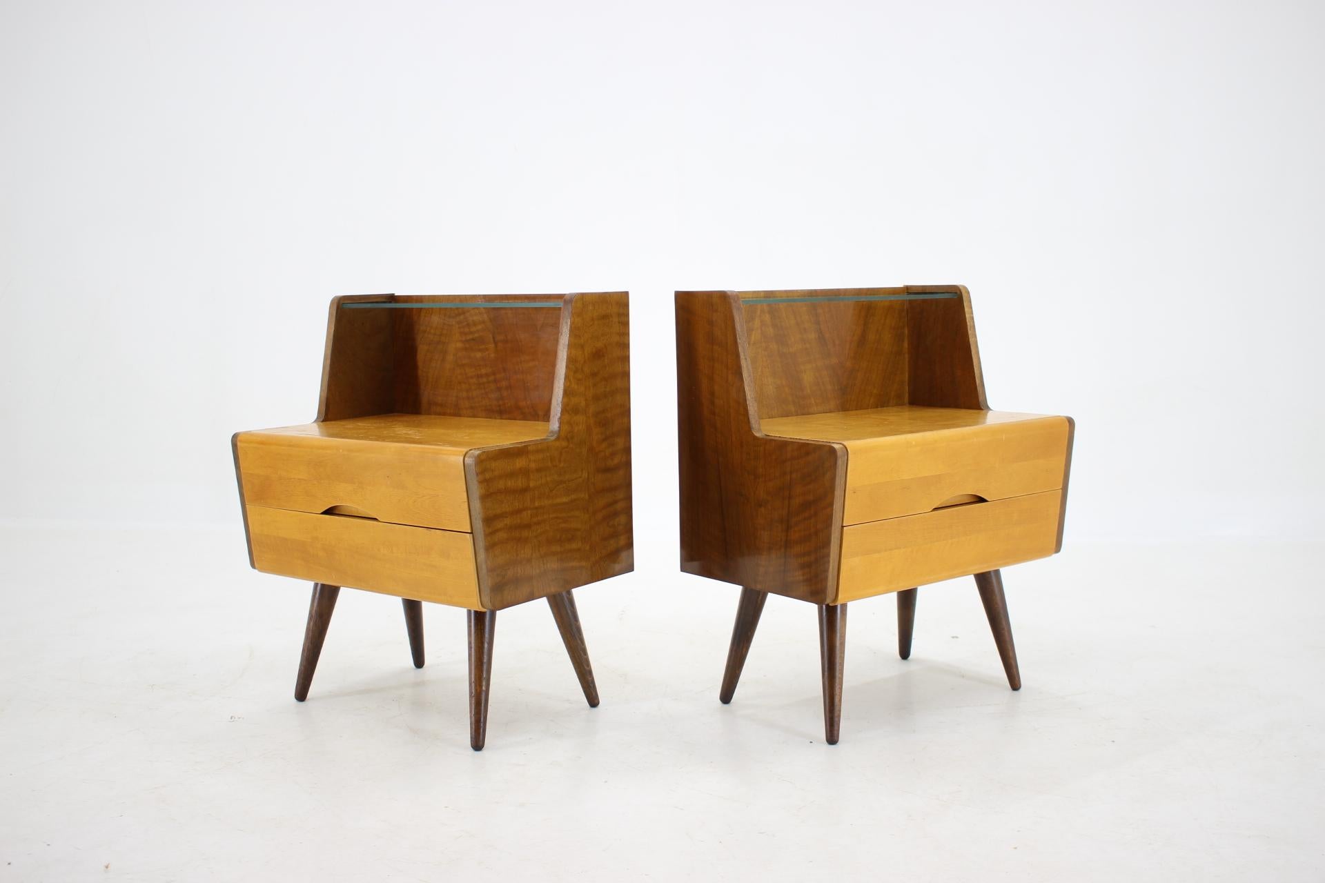 Wood 1960s Bedside Tables, Czechoslovakia