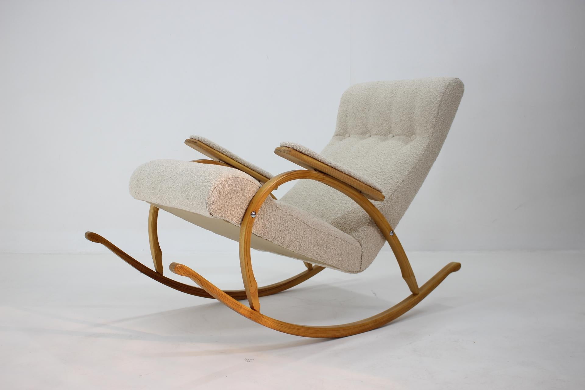 Mid-20th Century 1960s Beech Bentwood Rocking Chairs in Bouclé