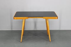 1960s Beech Coffee Table with Glass Top , Czechoslovakia