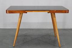 Tavolino da caffè in Beeche del 1960 con piano in vetro opaco, Cecoslovacchia
