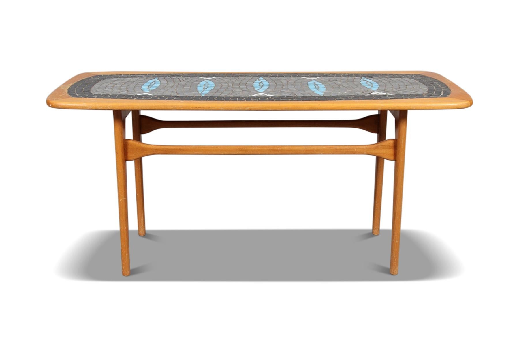1960s Beech + Fish Mosaic Tile Coffee Table by Edvard Johansson In Good Condition In Berkeley, CA