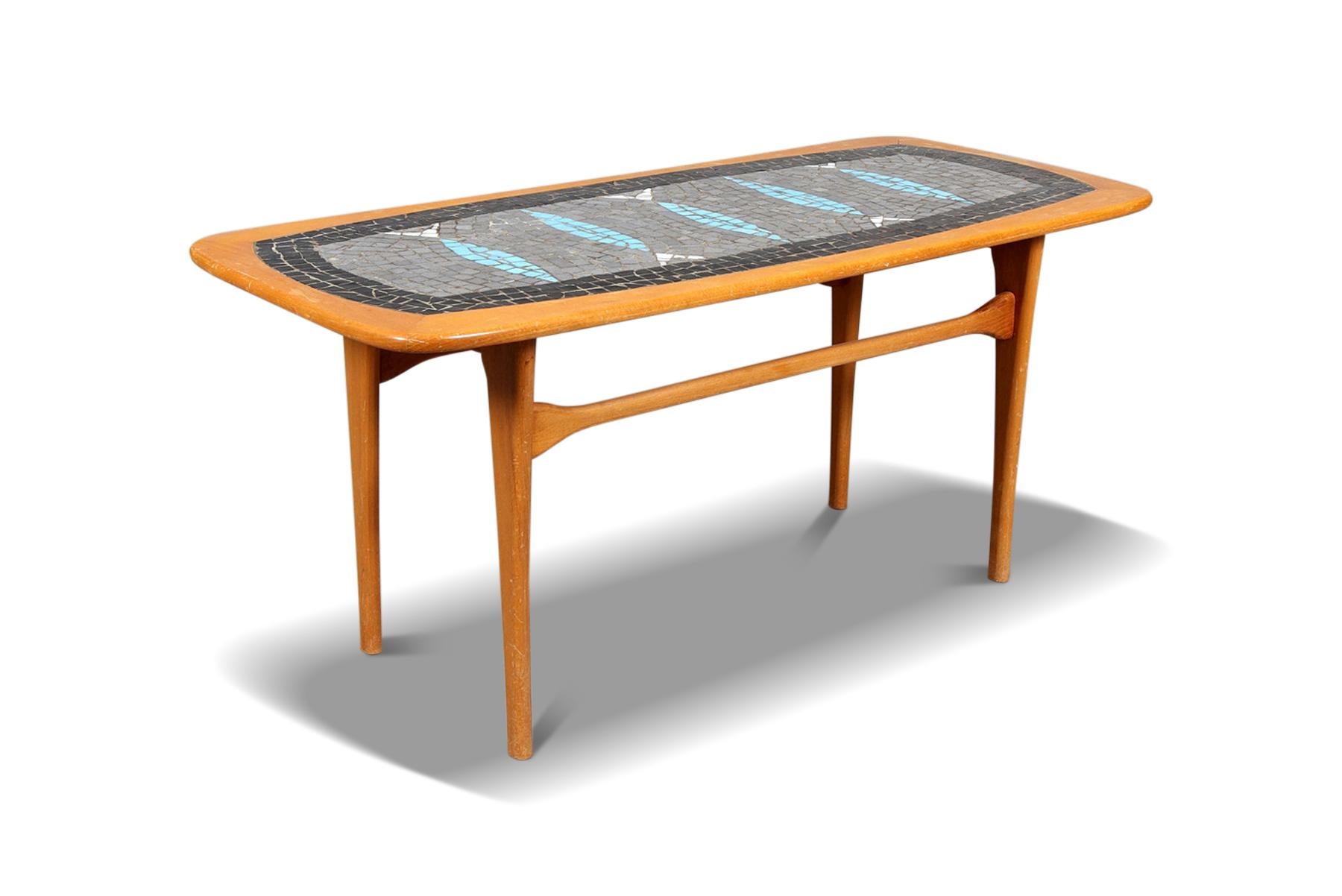 20th Century 1960s Beech + Fish Mosaic Tile Coffee Table by Edvard Johansson