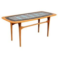 1960s Beech + Fish Mosaic Tile Coffee Table by Edvard Johansson