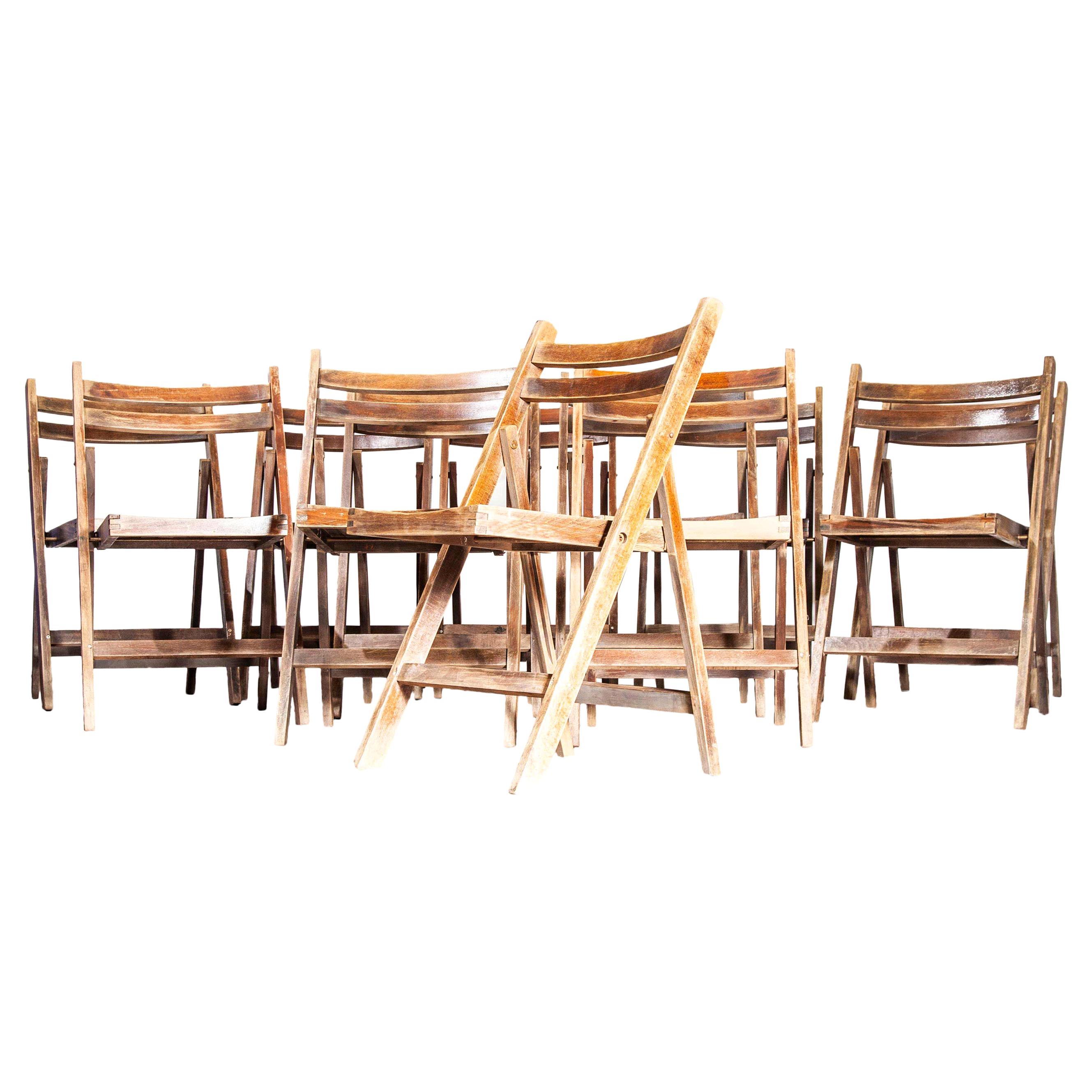 1960s Beech Folding Chairs, Dining, Outdoor, Walnut Stain