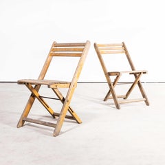 1960s Beech Folding Chairs, Pair