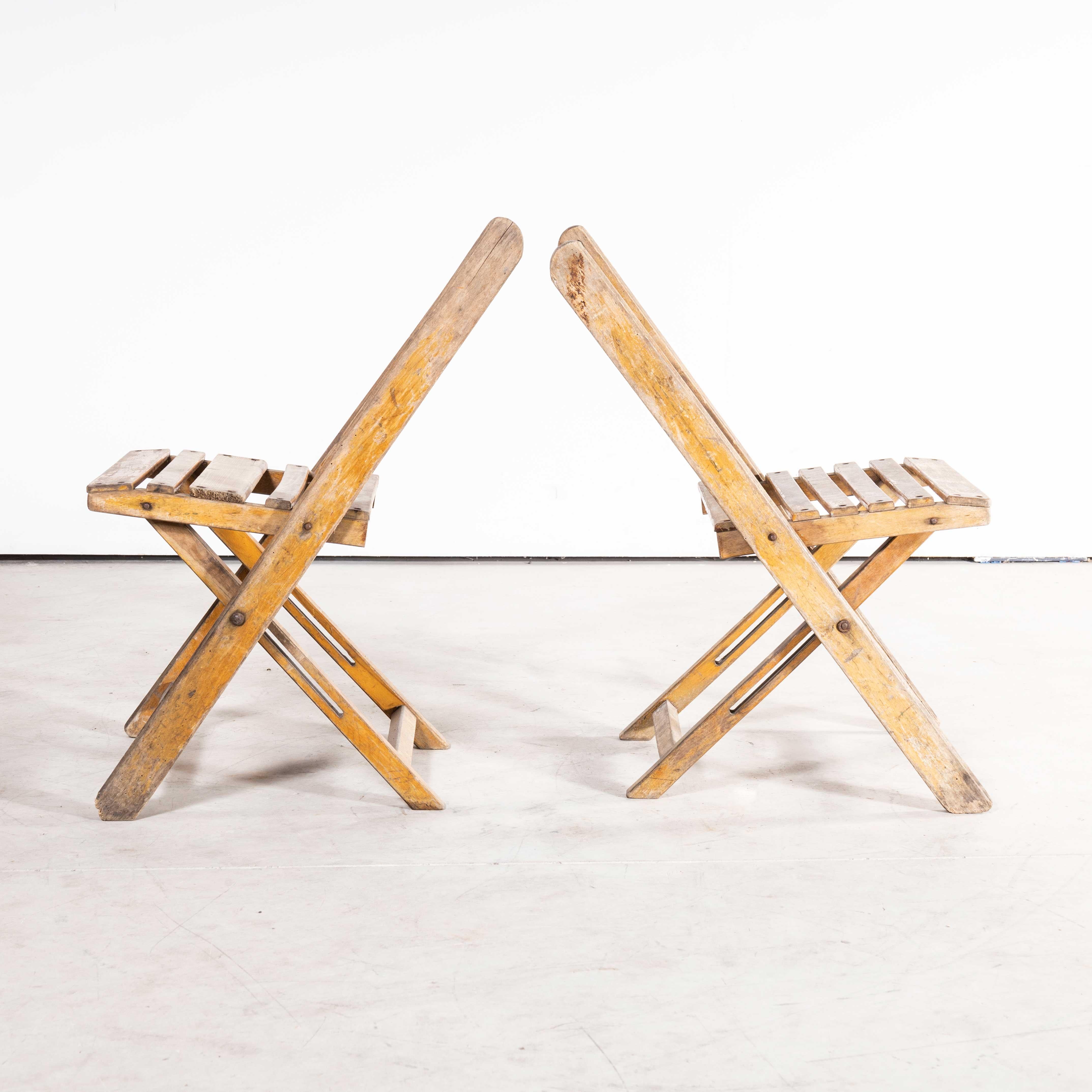 1960s Beech Folding Chairs, Pair For Sale 1
