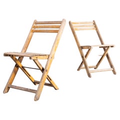 Vintage 1960s Beech Folding Chairs, Pair