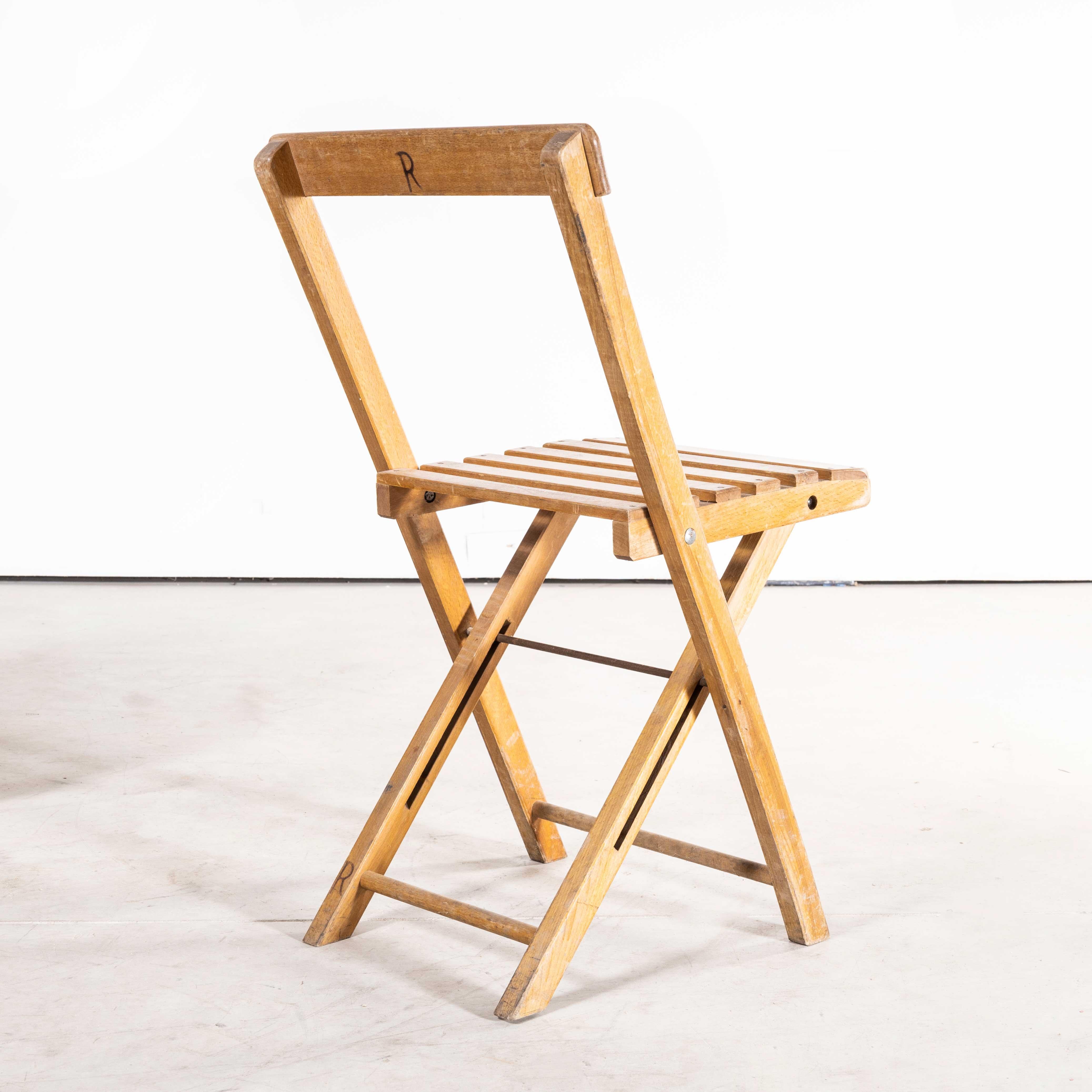 Mid-20th Century 1960s Beech Folding Chairs, Set of Fourteen For Sale