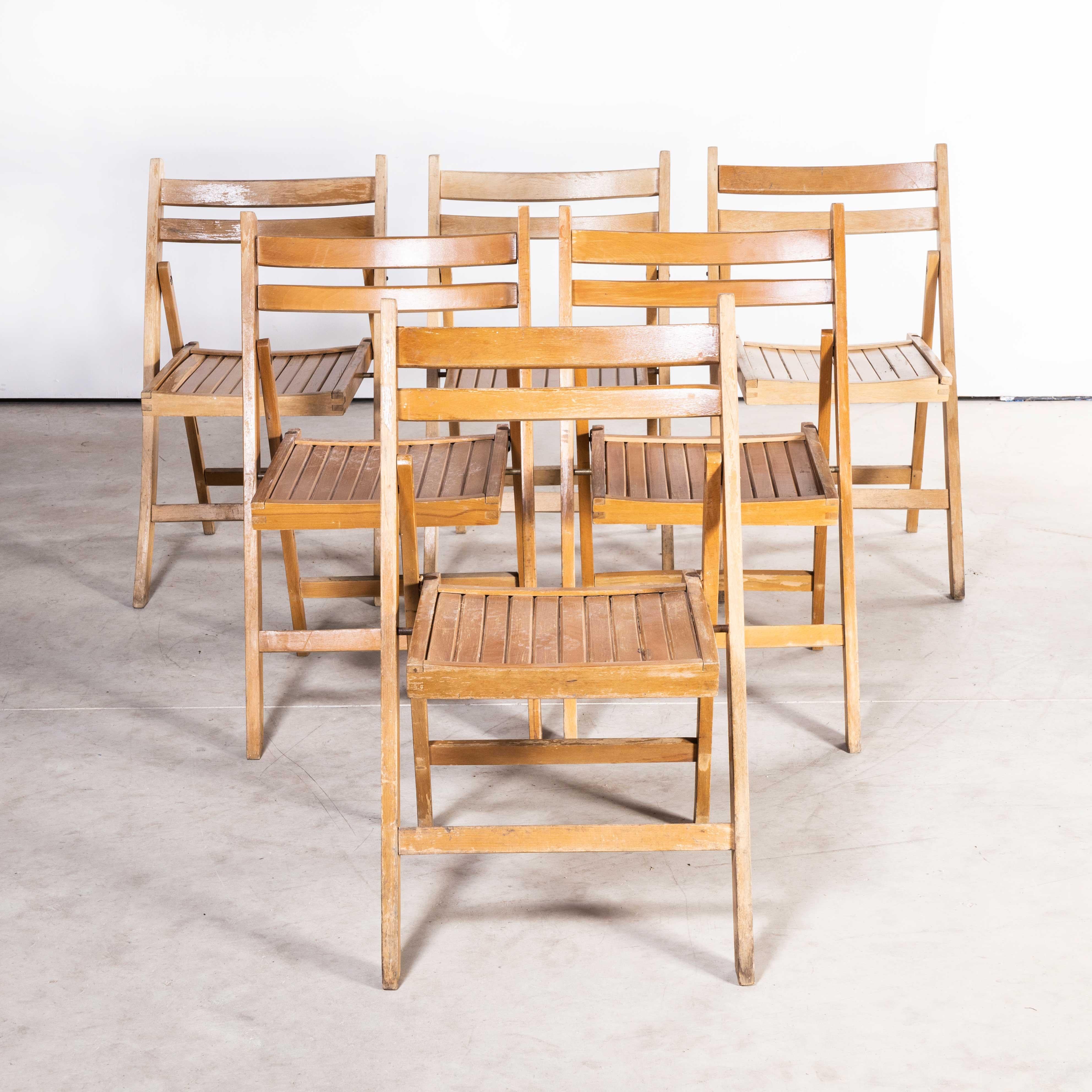 1960s Beech folding chairs – set of six – (model 2178)
1960s Beech folding chairs – set of six – (model 2178). Good practical classic folding chairs originally made in Germany of solid beech. Every chair passes through our workshops where they are