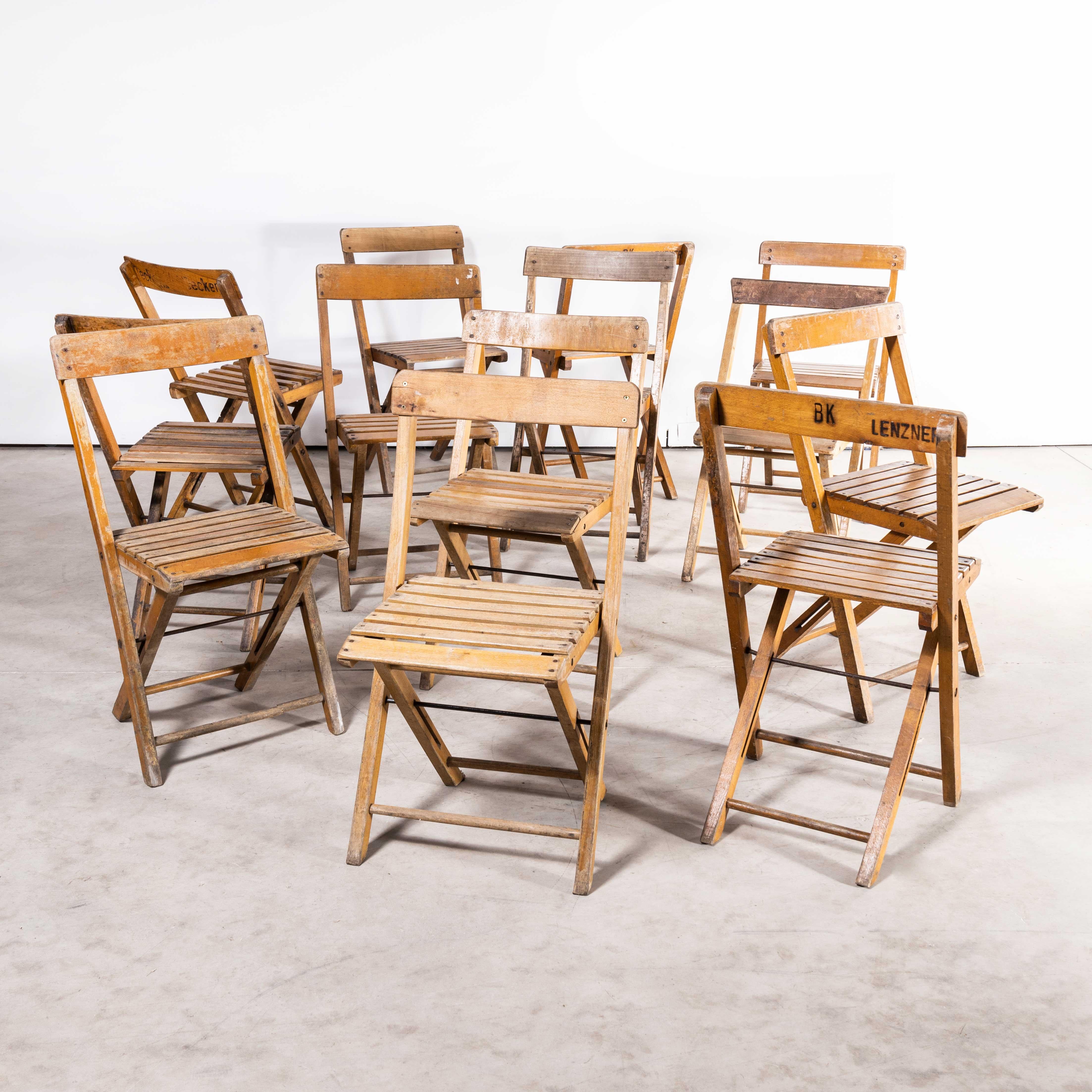 1960s Beech Folding Chairs, Set of Thirteen For Sale 6