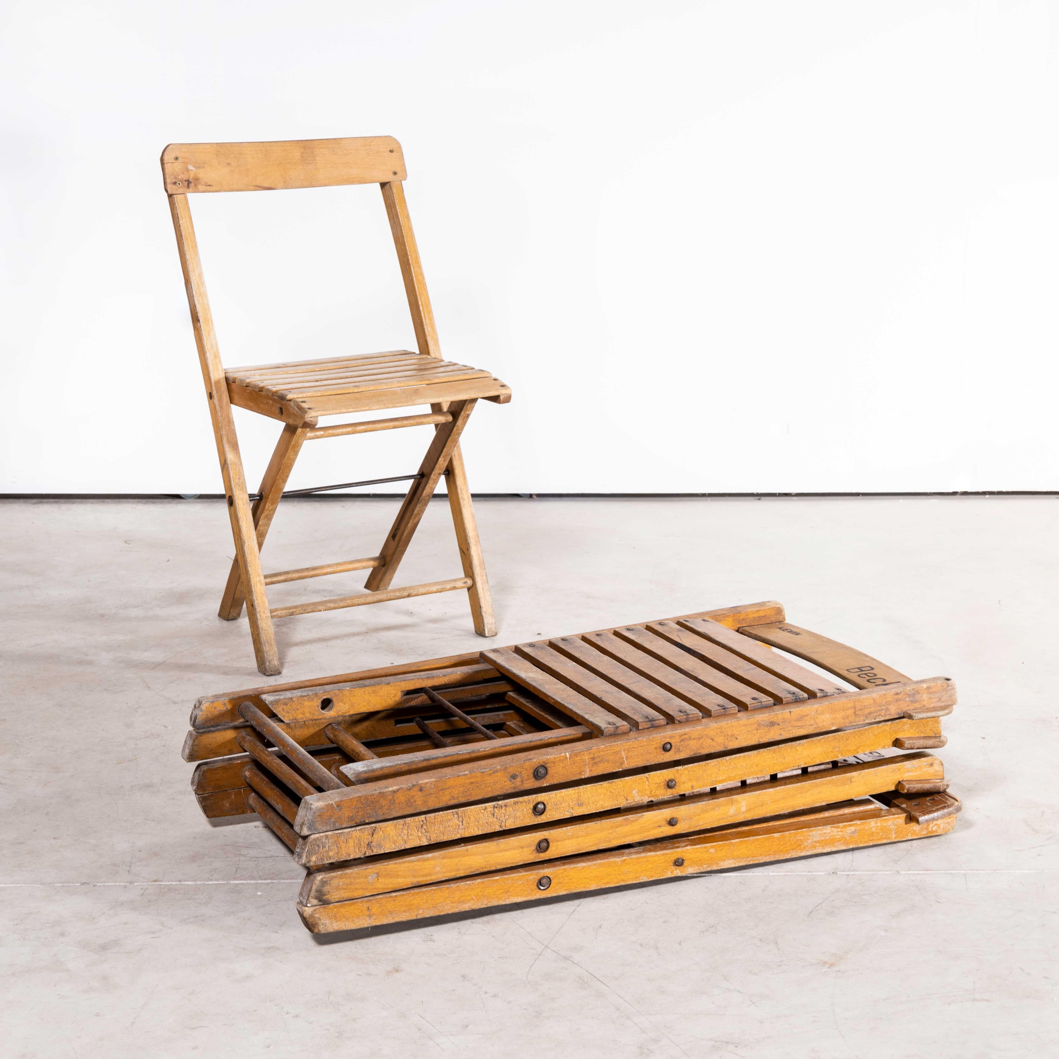 1960s Beech Folding Chairs, Set of Thirteen For Sale 4