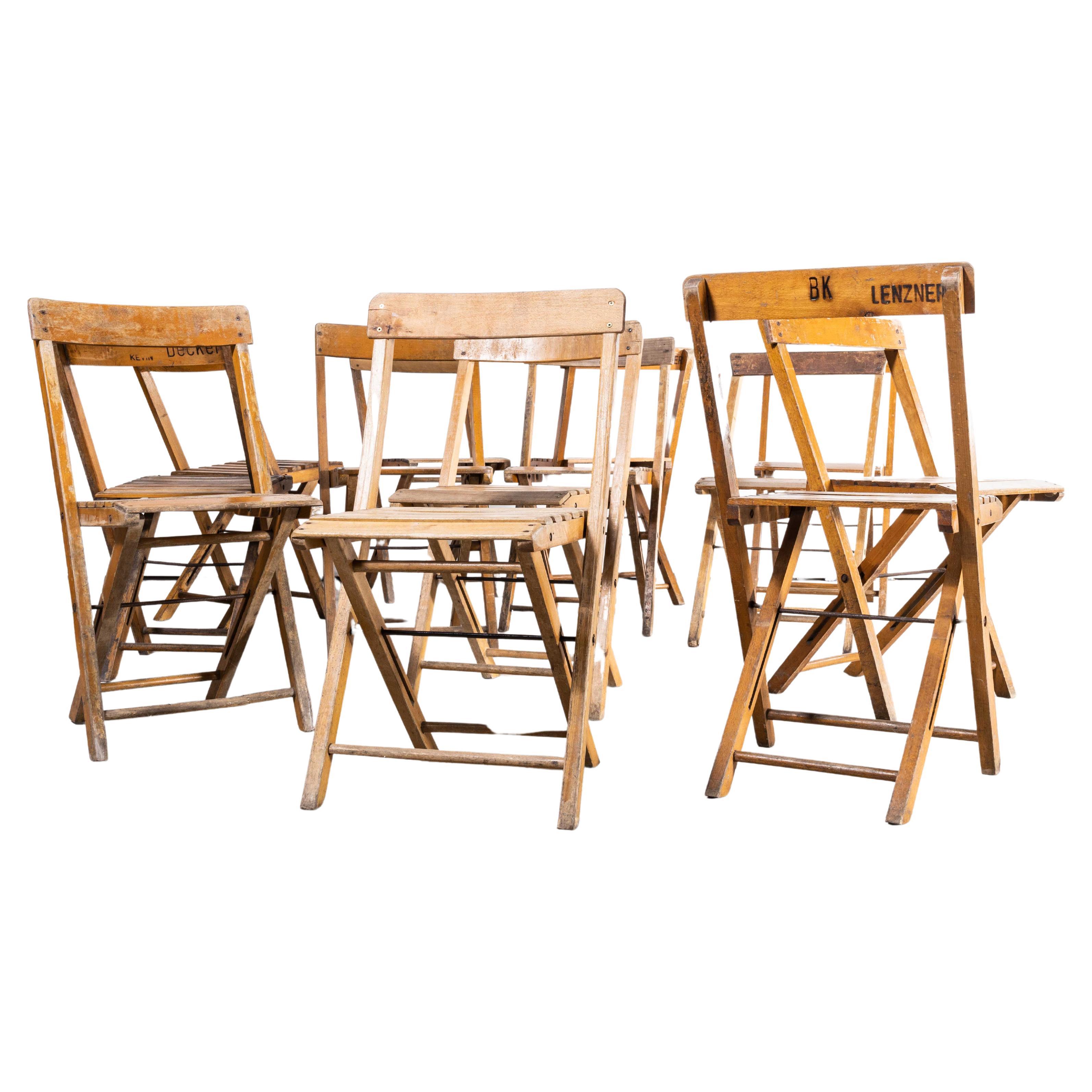 1960s Beech Folding Chairs, Set of Thirteen