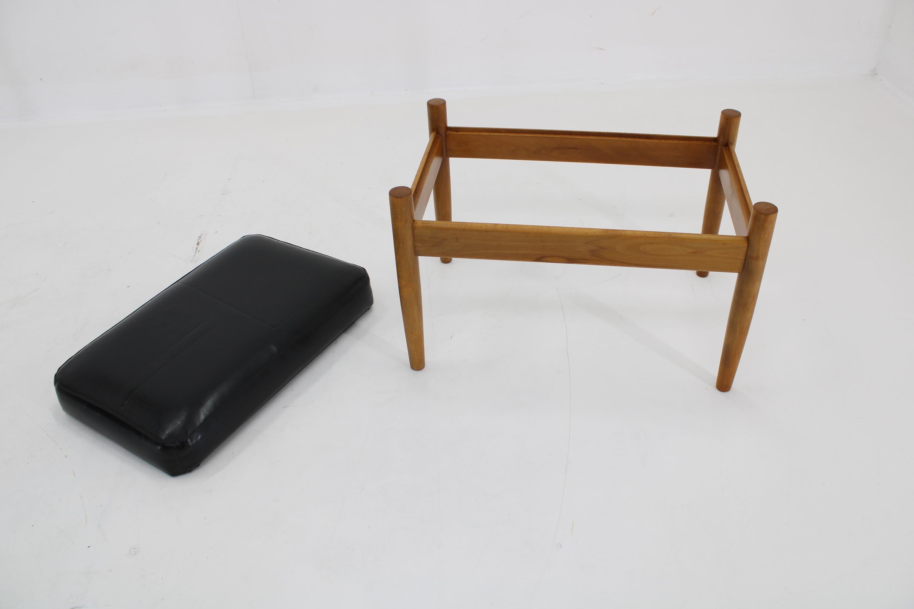Mid-20th Century 1960s Beech Leather Stool, Denmark For Sale